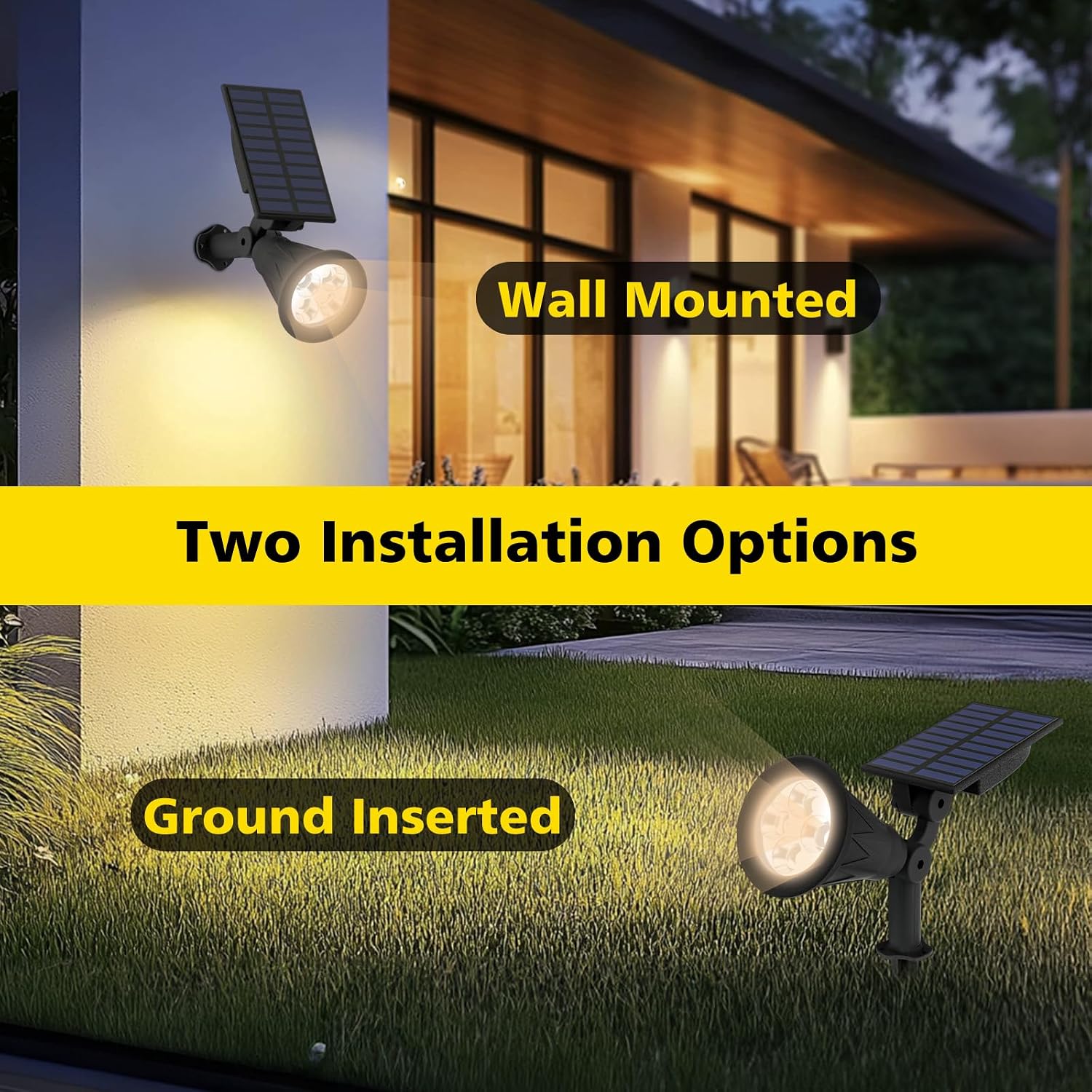T-SUN Color Changing Solar Spot Lights Outdoor Waterproof, 7 LEDs, 2 Pack | 7 Color Changing Modes, IP65 Waterproof Dusk to Dawn Solar Uplights for Tree, Patio, Yard, Garden, Driveway, Pool Area