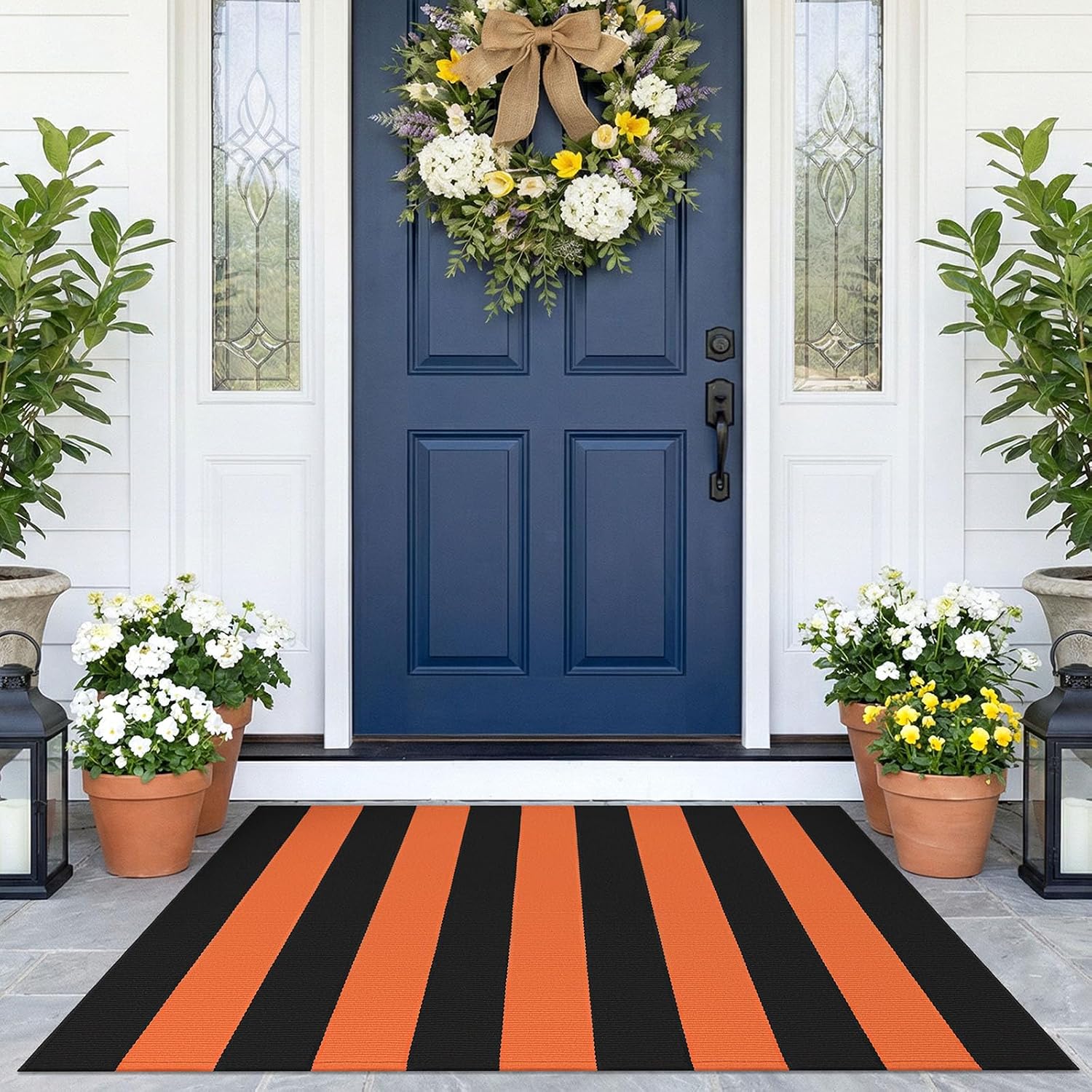 KOZYFLY Black and White Area Rug 3x5 Ft Washable