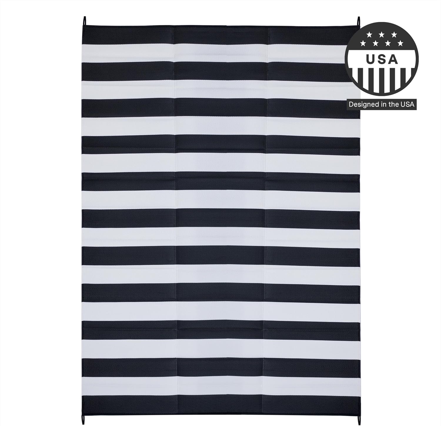 FH Home Outdoor Camping Rug - Waterproof, Fade Resistant, Reversible - Premium Recycled Plastic - Striped - Large Patio, Deck, Sunroom