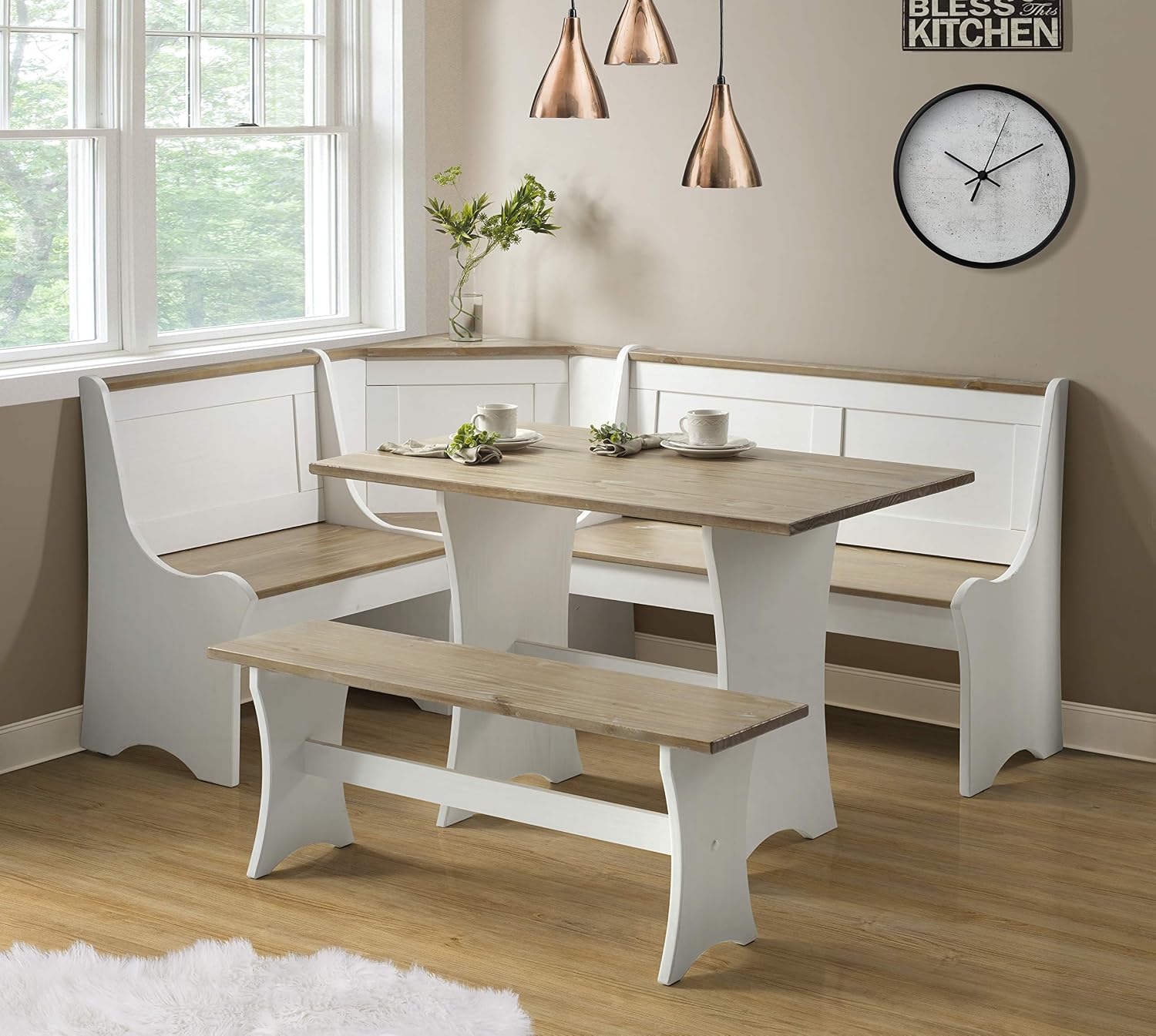 Linon Home Decor Products Sadie Antique White Kitchen Nook