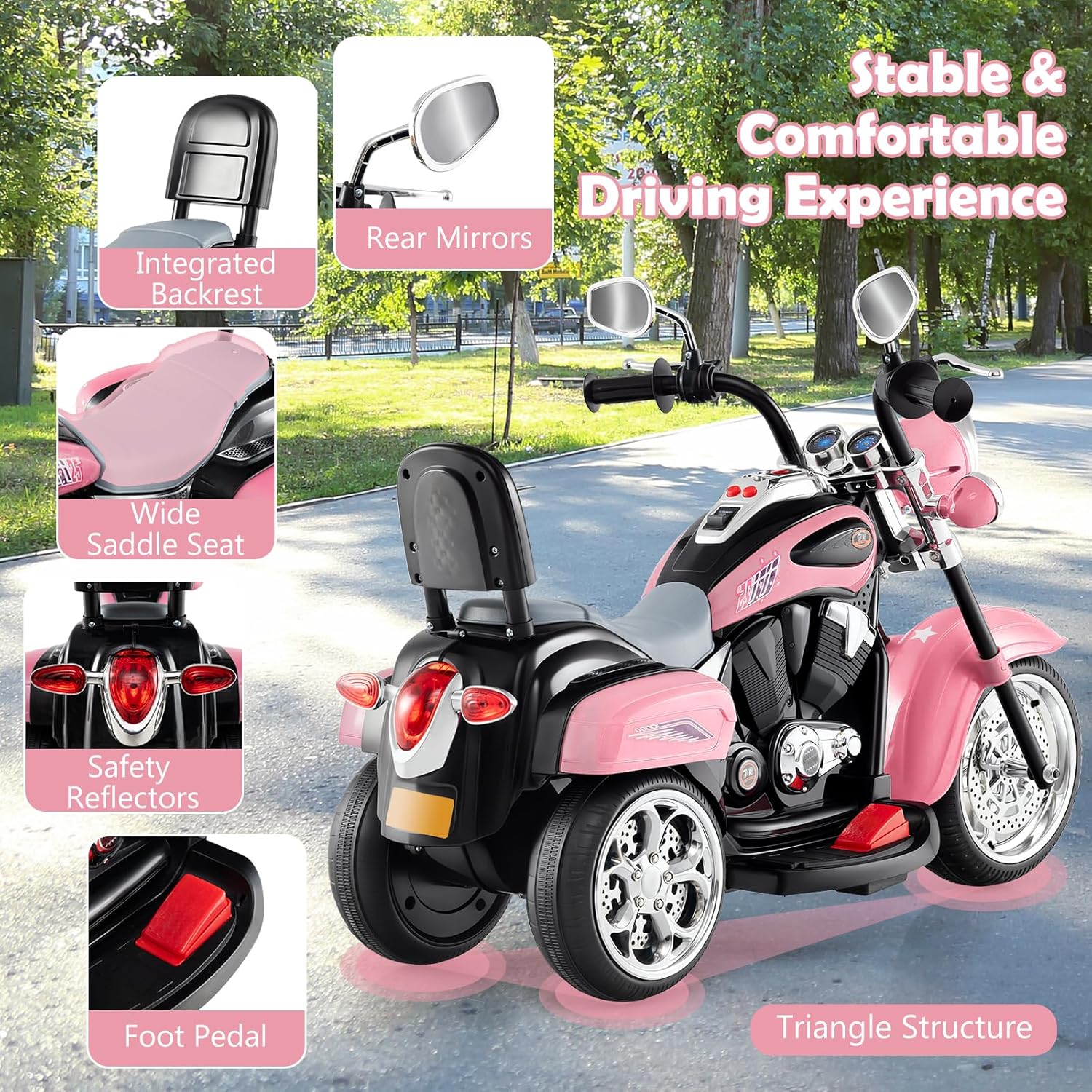 Costzon 6V Ride on Chopper Kids Motorcycle with Horn, Headlight (Red)