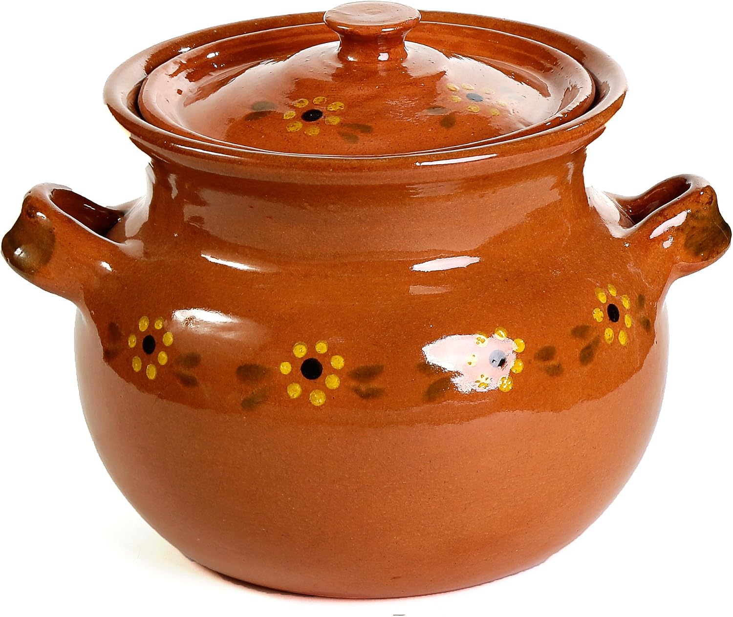 Ancient Cookware, Traditional Mexican Clay Bean Olla Pot, Terracotta, 3 Quarts