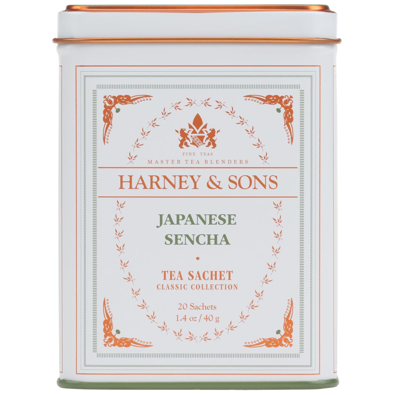 Harney & Sons Classic Japanese Sencha Green Tea, 20 Sachets in Tin | Japanese sencha green tea from Shizuoka with a smooth, fresh flavor. Contains caffeine.