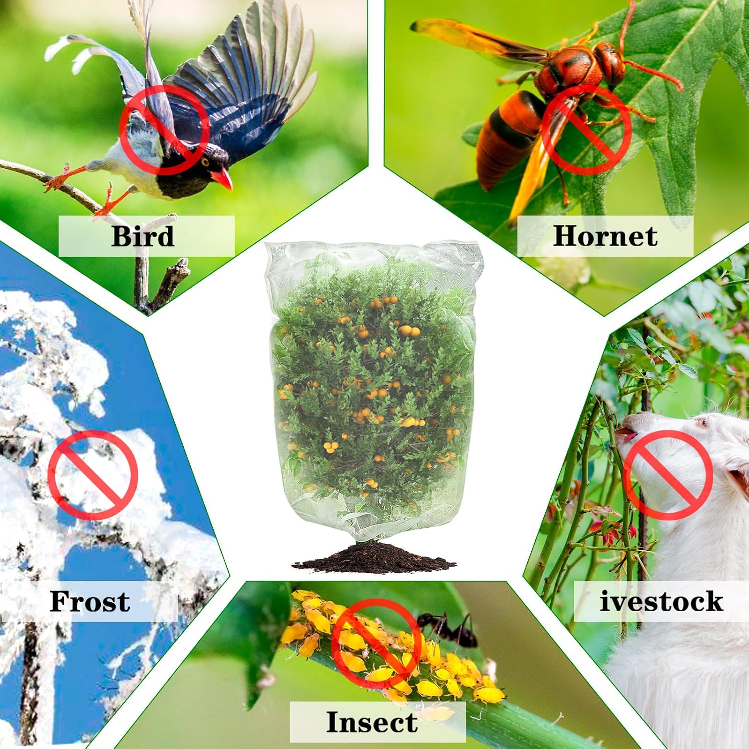 Insect Bird Barrier Mesh, 3.5 x4.6FT Garden Netting Barrier with Drawstring
