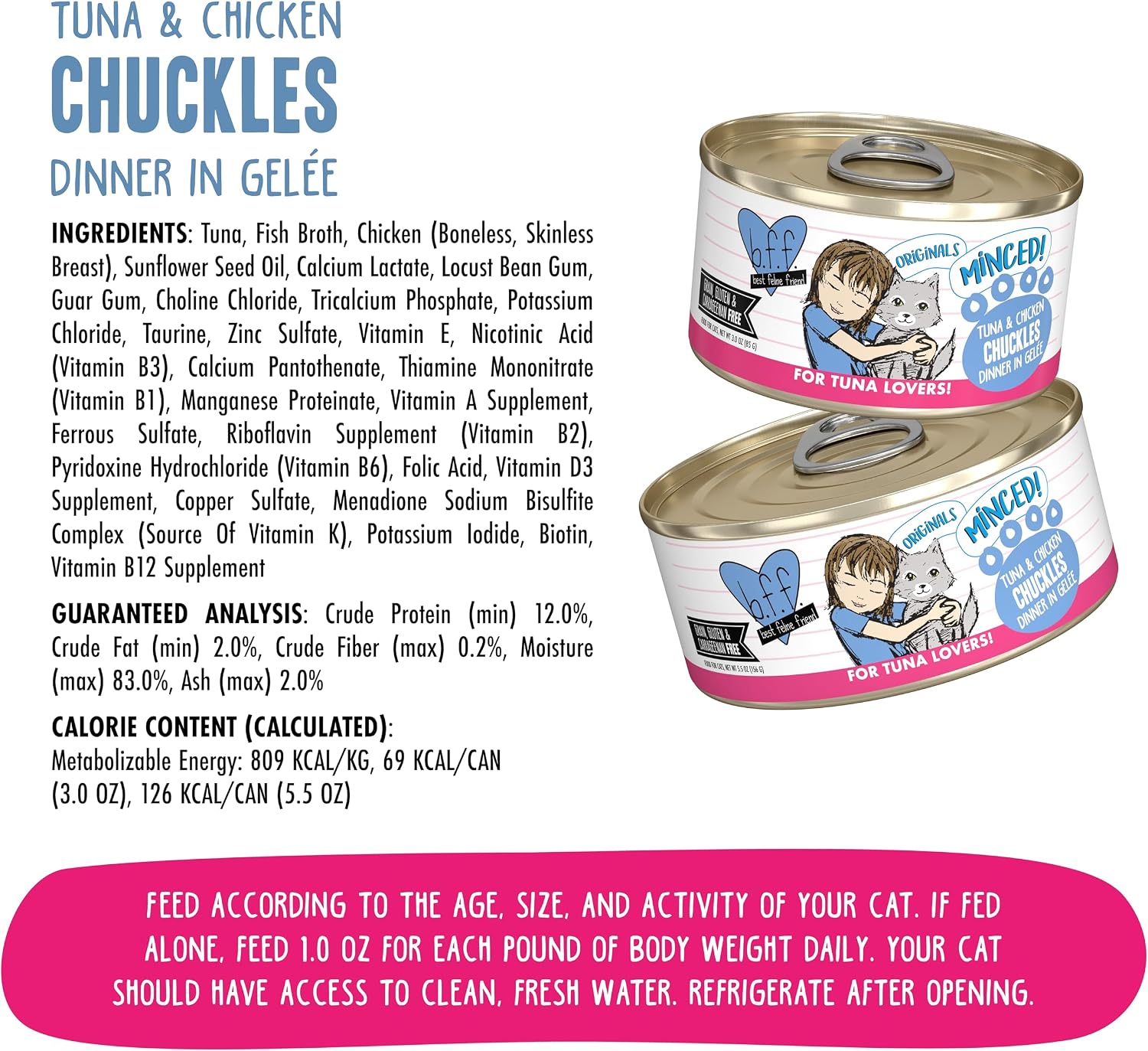Weruva BFF Minced Natural Wet Cat Food, Batch O Besties Variety Pack, 5.5oz Can, Pack of 8