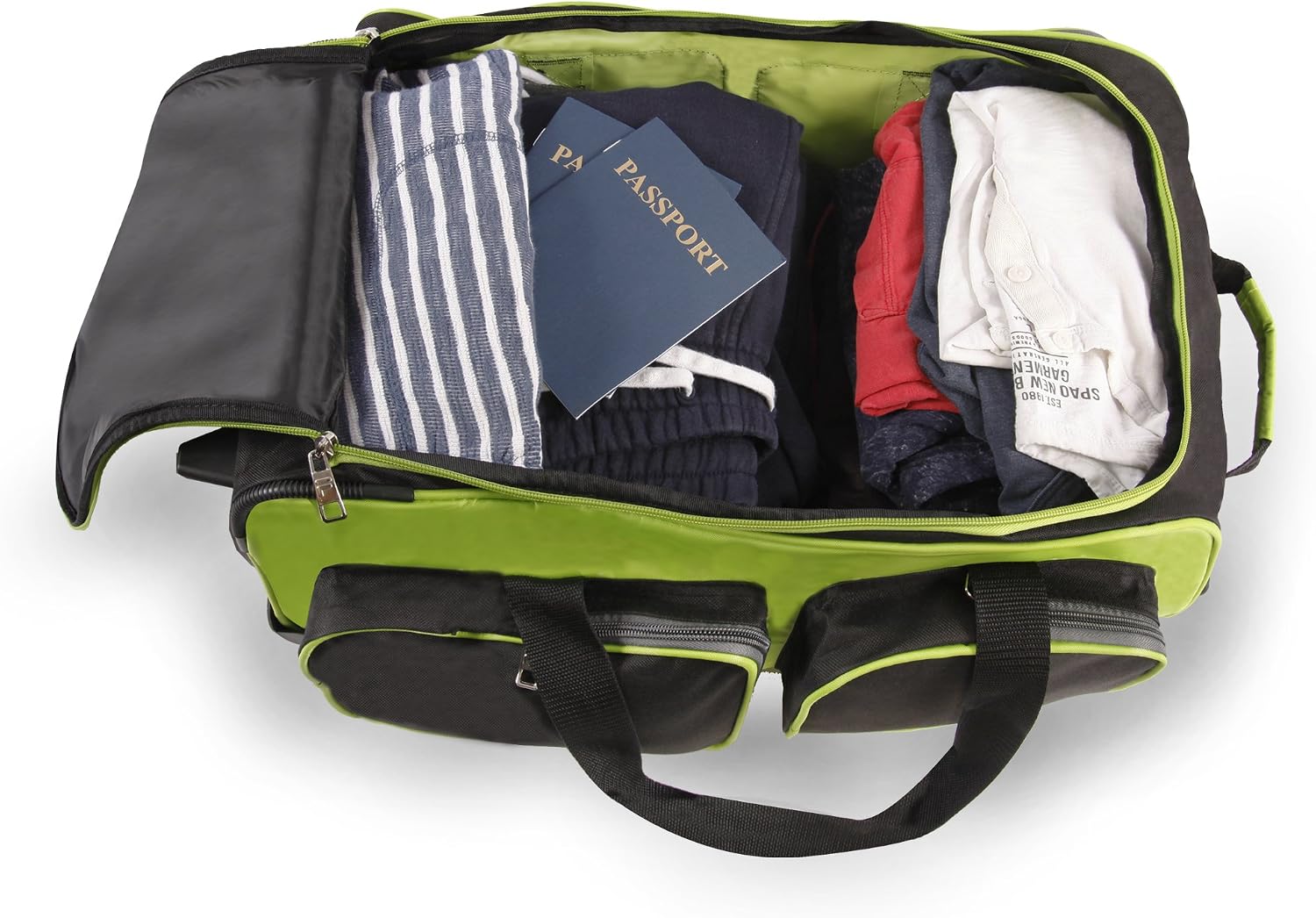 Fila 22" Lightweight Carry On Rolling Duffel Bag, Neon Lime, One Size
