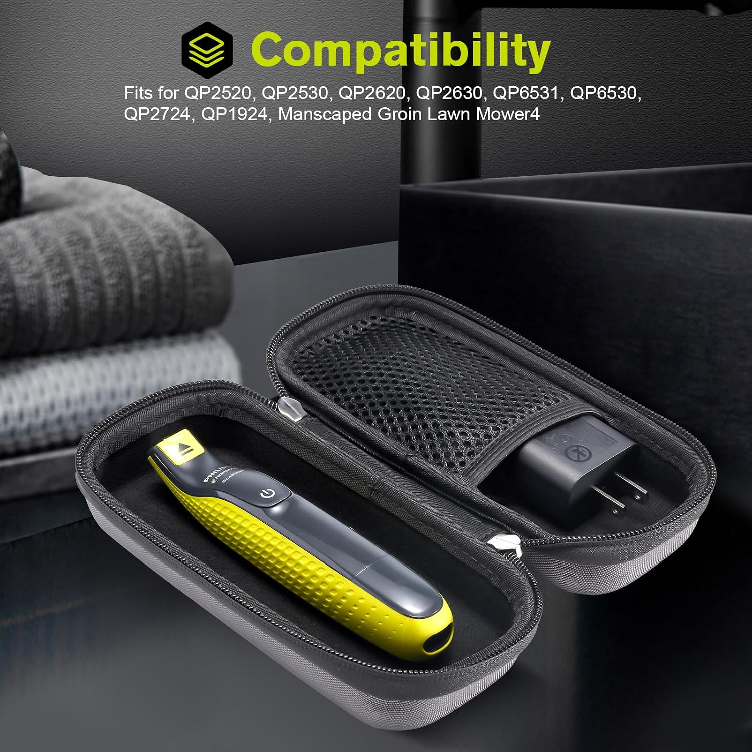ProCase Hard Travel Case for Electric Trimmer & Shaver -Black | Fits QP2520 QP2530 QP2620 QP2630, Portable Organizer Carrying Bag