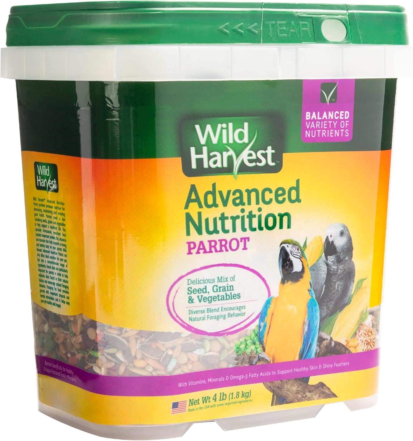 Wild Harvest Advanced Nutrition Parrot 8 Pounds, Seed, Grain And Vegetable Mix