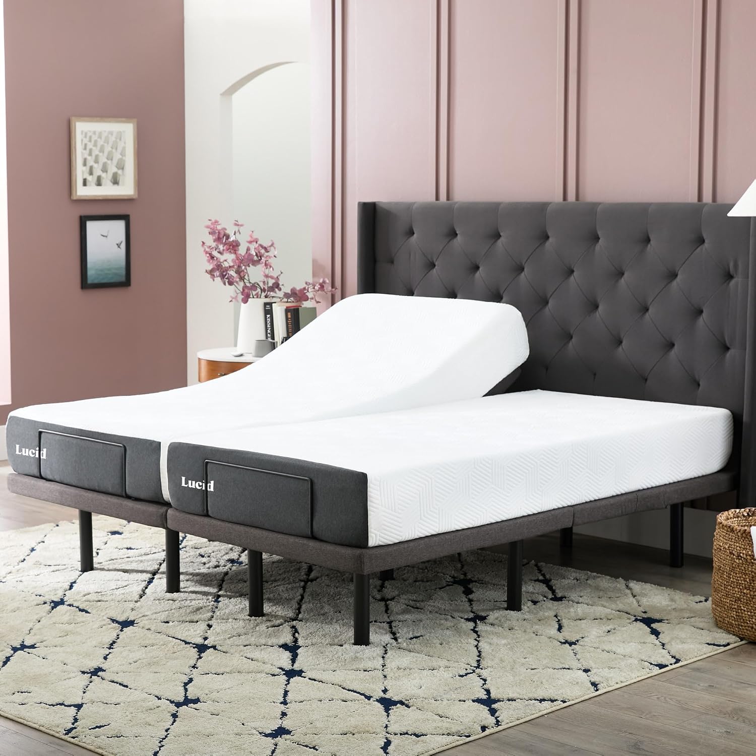 Lucid® L300 Adjustable Bed Frame – USB – Memory Position – Remote, Twin XL