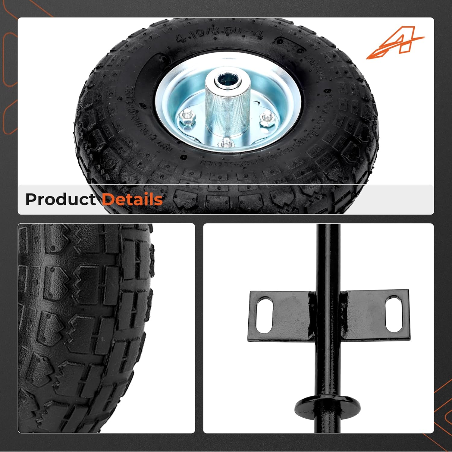 10-Inch Pneumatic Tires Generator Wheel Kit (4 PCS) Compatible with Harbor Freight Predator 6500 8750 9000 Watts, Heavy Duty All-Terrain Cart Wheels