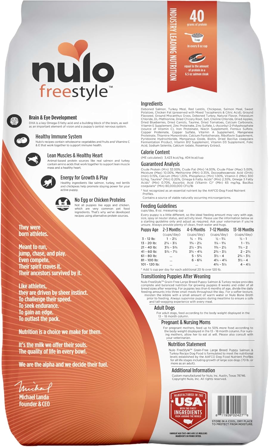 Nulo Freestyle Dry Puppy Food - Salmon & Peas, Premium Grain Free Dog Food for Puppies, Natural, High Protein Kibble with DHA, Omega 3 & Probiotics
