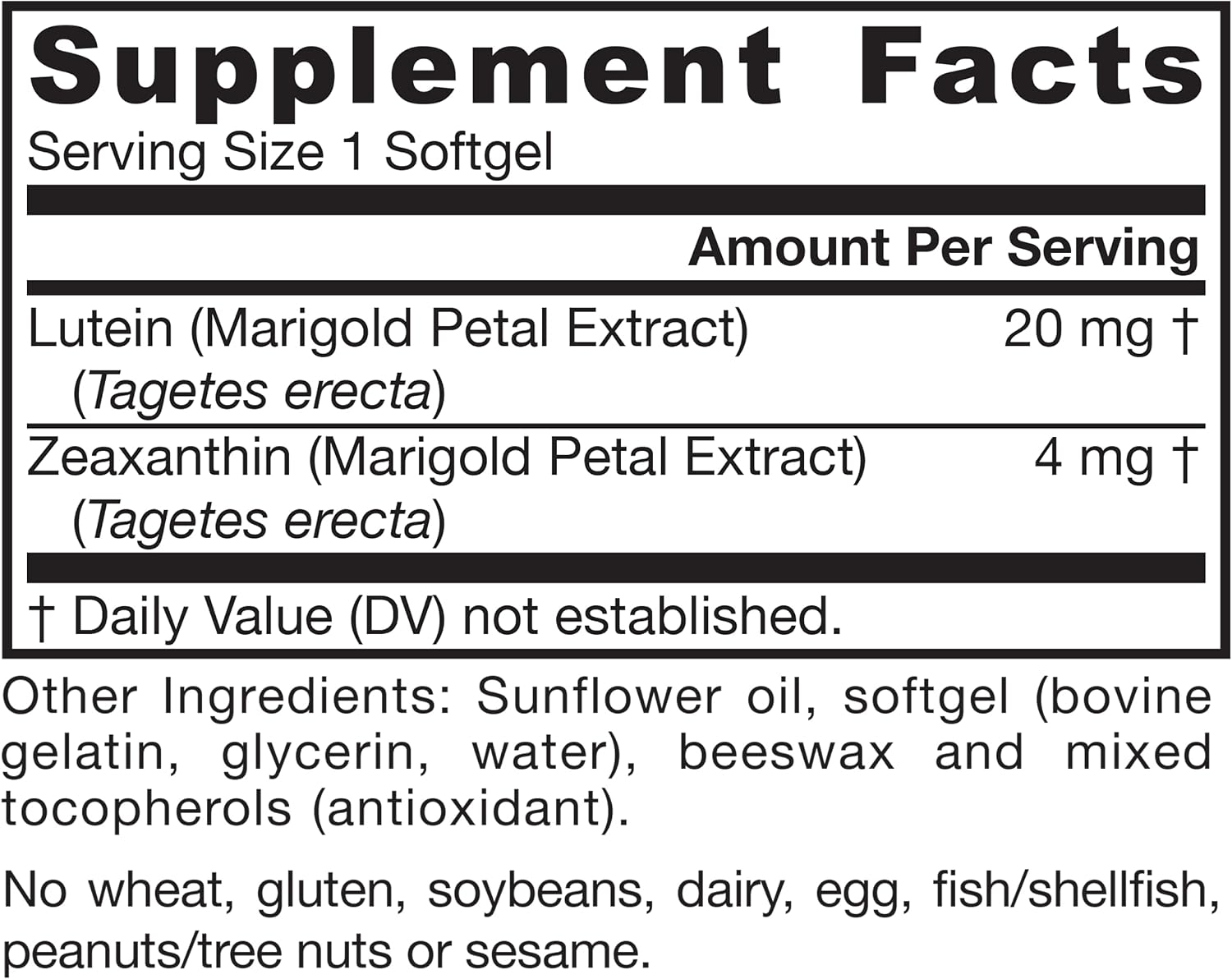 Jarrow Lutein 20 mg with Zeaxanthin, Visual Function Support, 120 Softgels | Dietary Supplement For Visual Function And Macular Health Support