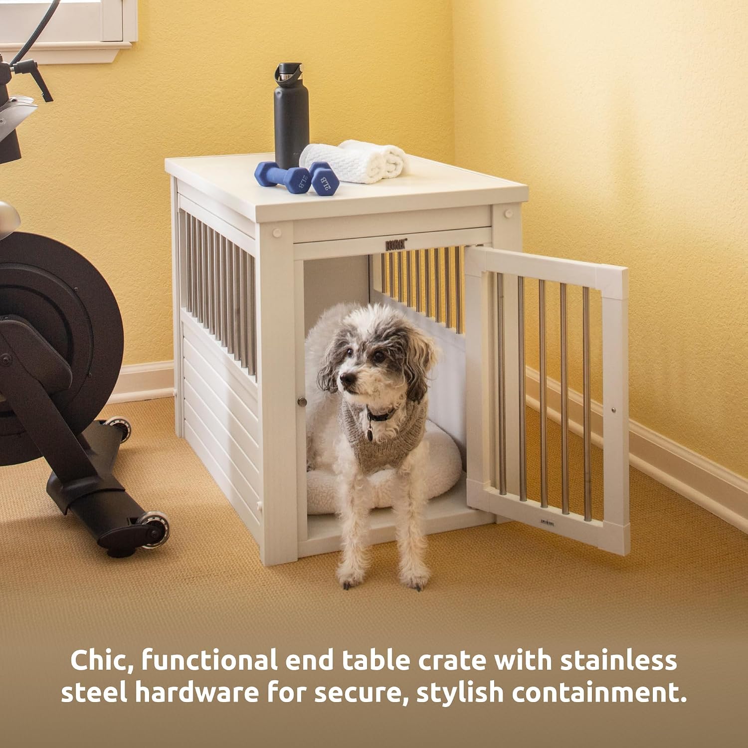 New Age Pet ecoFLEX Pet Crate/End Table, Small, Grey, Model:EHHC405S