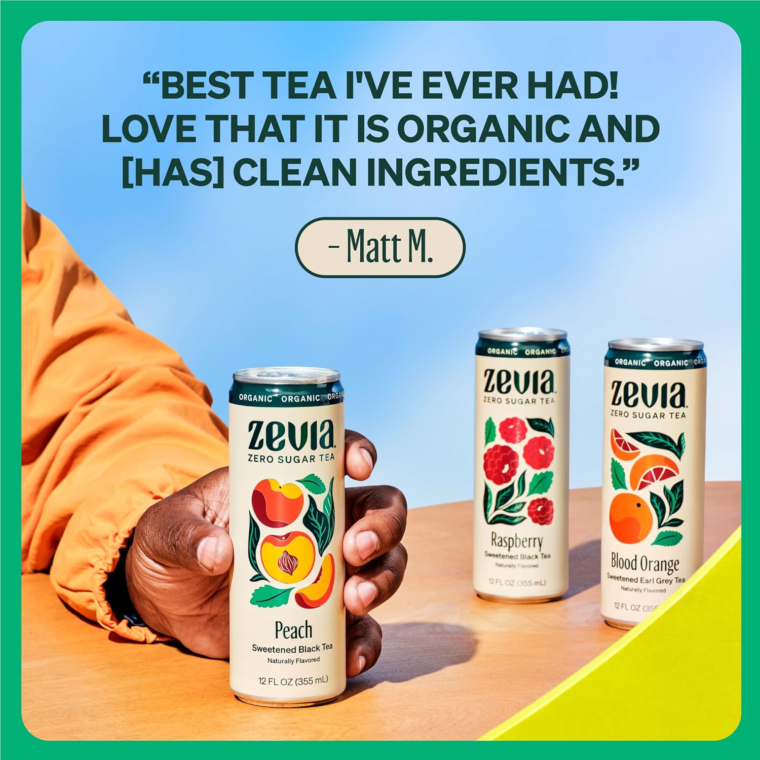 Zevia Zero Sugar Tea, Hibiscus Tea with Passionfruit Caffeine Free, 12 oz Cans (12-Pack) – Naturally Sweetened, Zero Calorie Sugar Free - Non-GMO Project Verified, Gluten-Free, Vegan