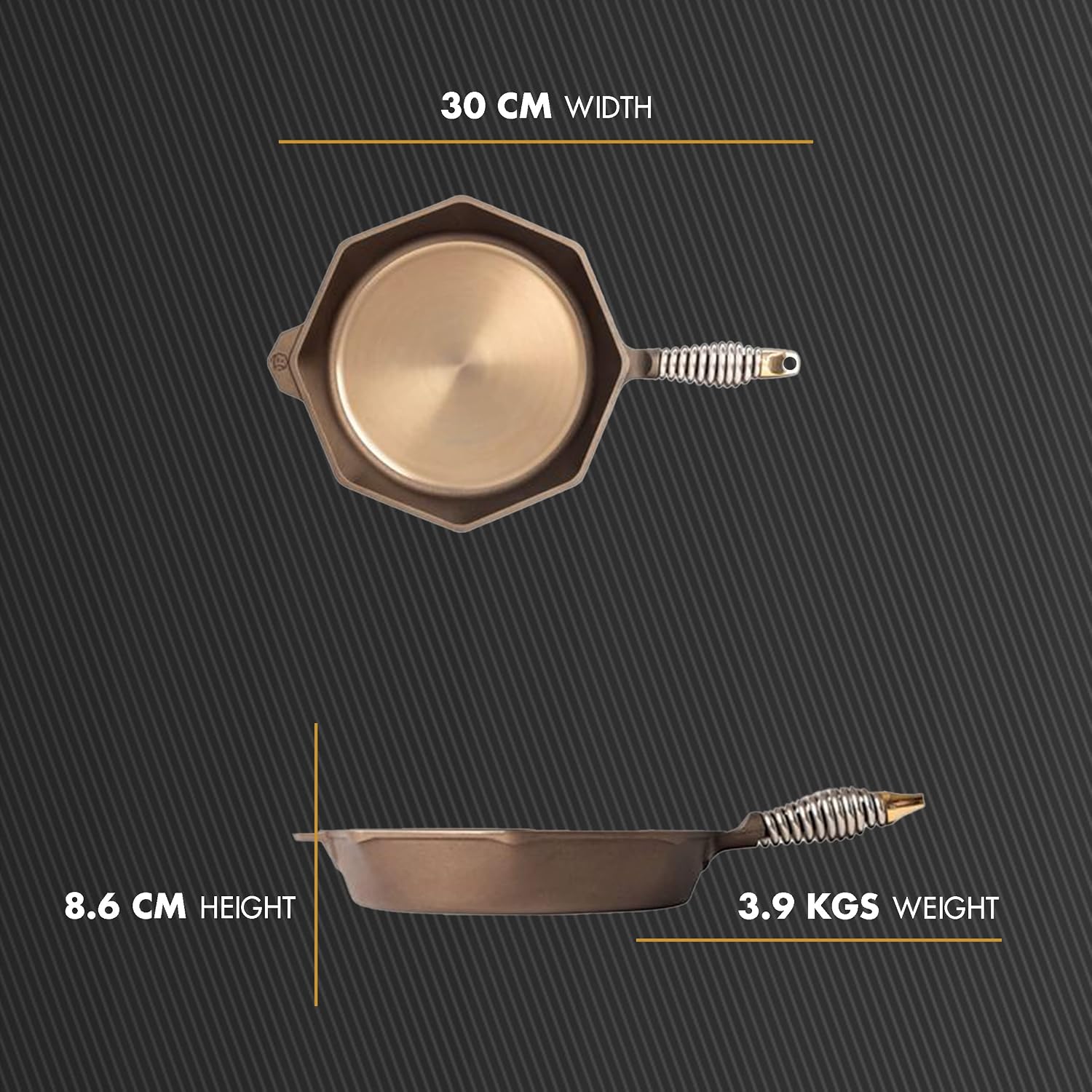 FINEX 12" Cast Iron Skillet with Lid, Versatile Cast Iron Pan, Cooking Pan Enhances Food Taste, Non-Stick Skillet, Modern Heirloom, Pre-Seasoned with Flaxseed Oil
