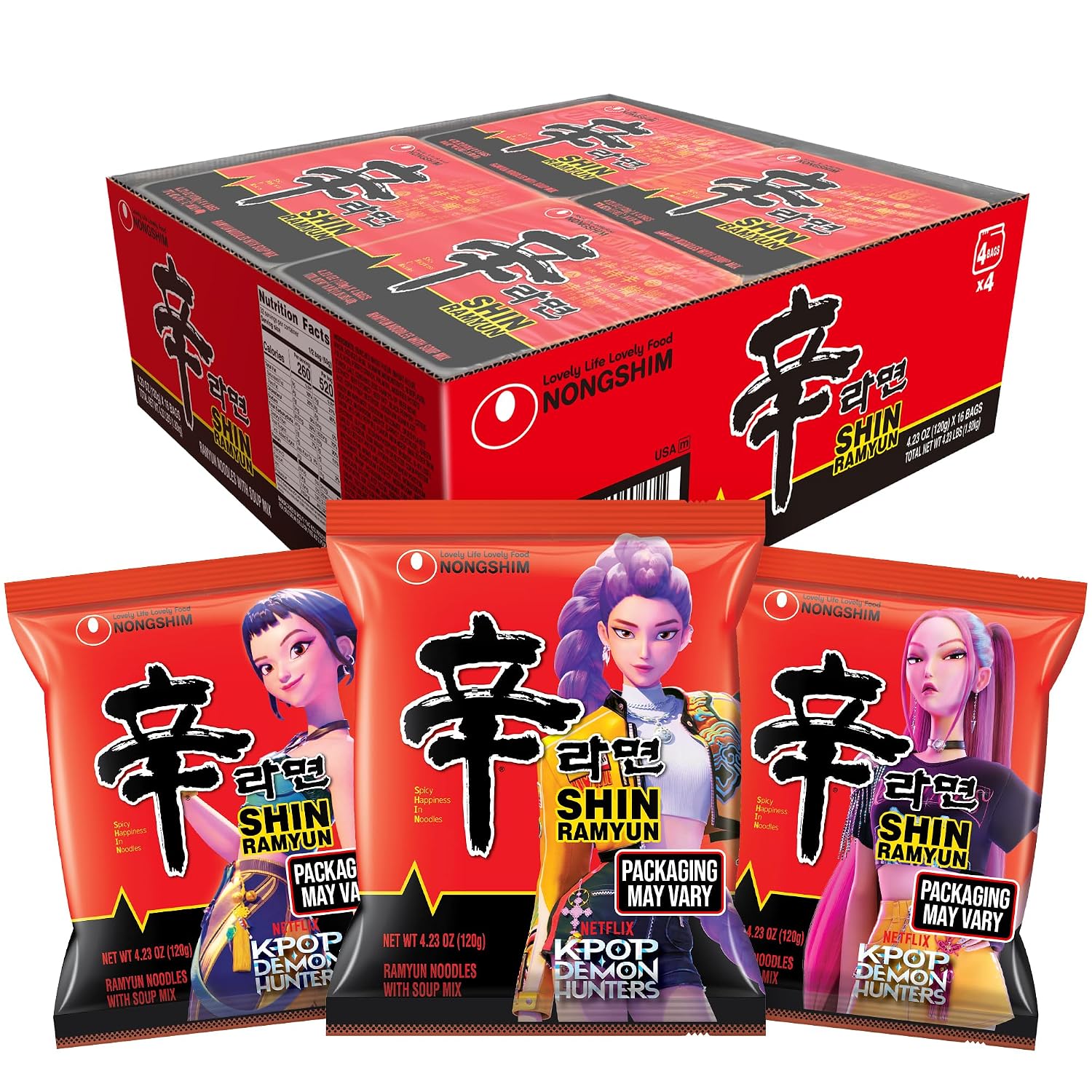 Nongshim Shin Ramyun Noodles, Spicy Korean Signature Instant Ramyun, Rich Beef Flavored Broth, Microwaveable, Korean Instant Noodles, 4.23 oz (Pack of 20), Packaging May Vary.