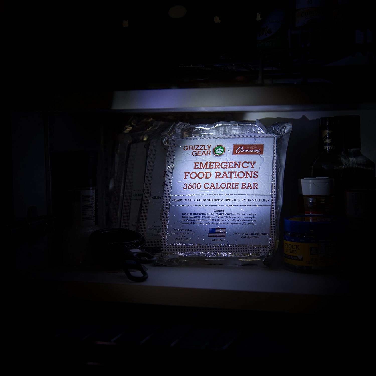 Grizzly Gear Emergency Food Rations- 3600 Calorie Bar (Vanilla Poundcake) - 3 Day, 72 Hour Ready To Eat Supply For Disaster, Hurricane, Flood Preparedness - Non Thirst Provoking - 5 Year Shelf Life