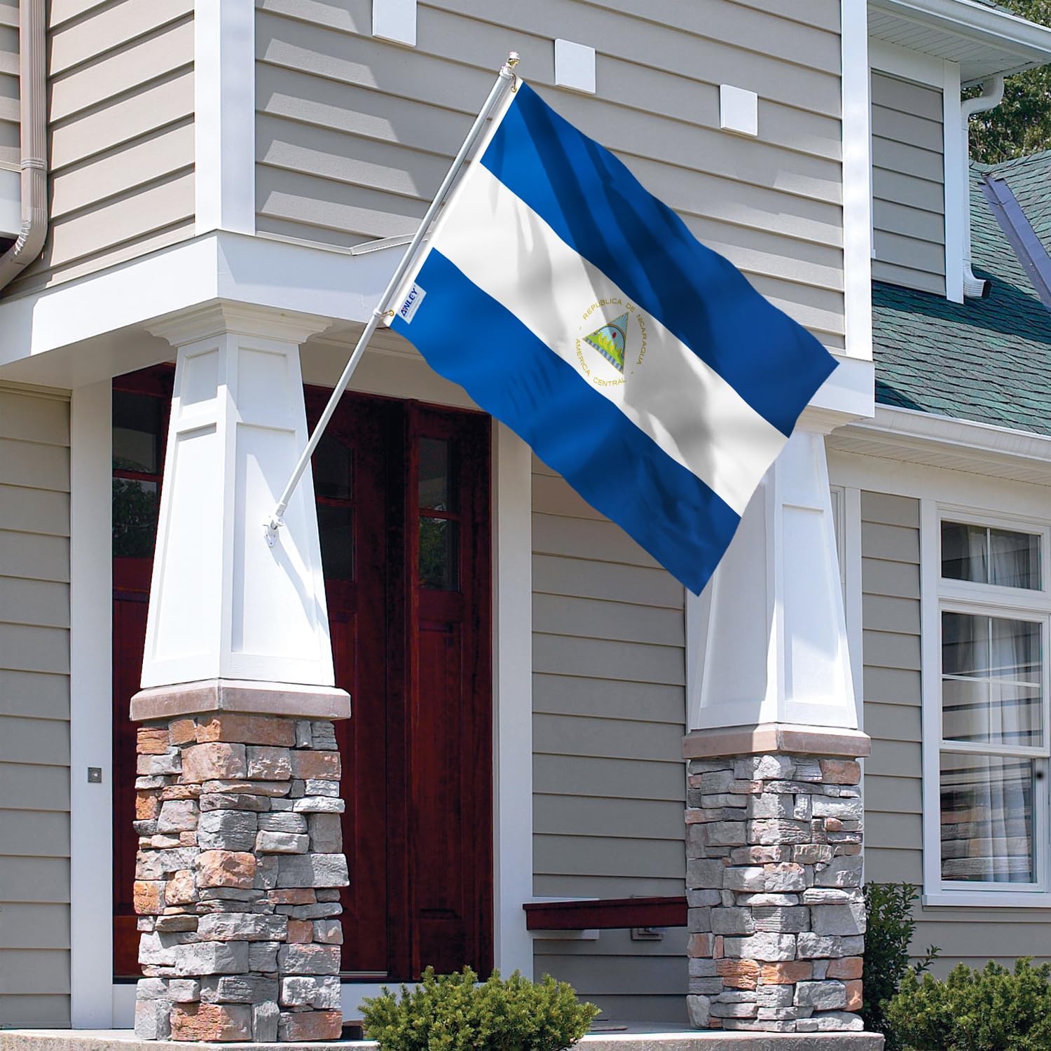 Fly in Breeze 3x5 Feet Nicaragua Flag - Vivid Color and Fade proof - Canvas Header and Double Stitched - Nicaraguan National Flags Polyester with