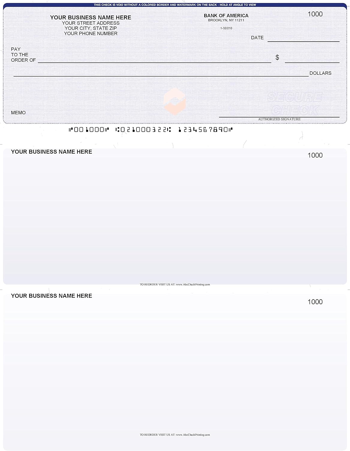 ABC Computer Checks Compatible w/QuickBooks, Checks on Top, Gray Linen (100 Sheets)