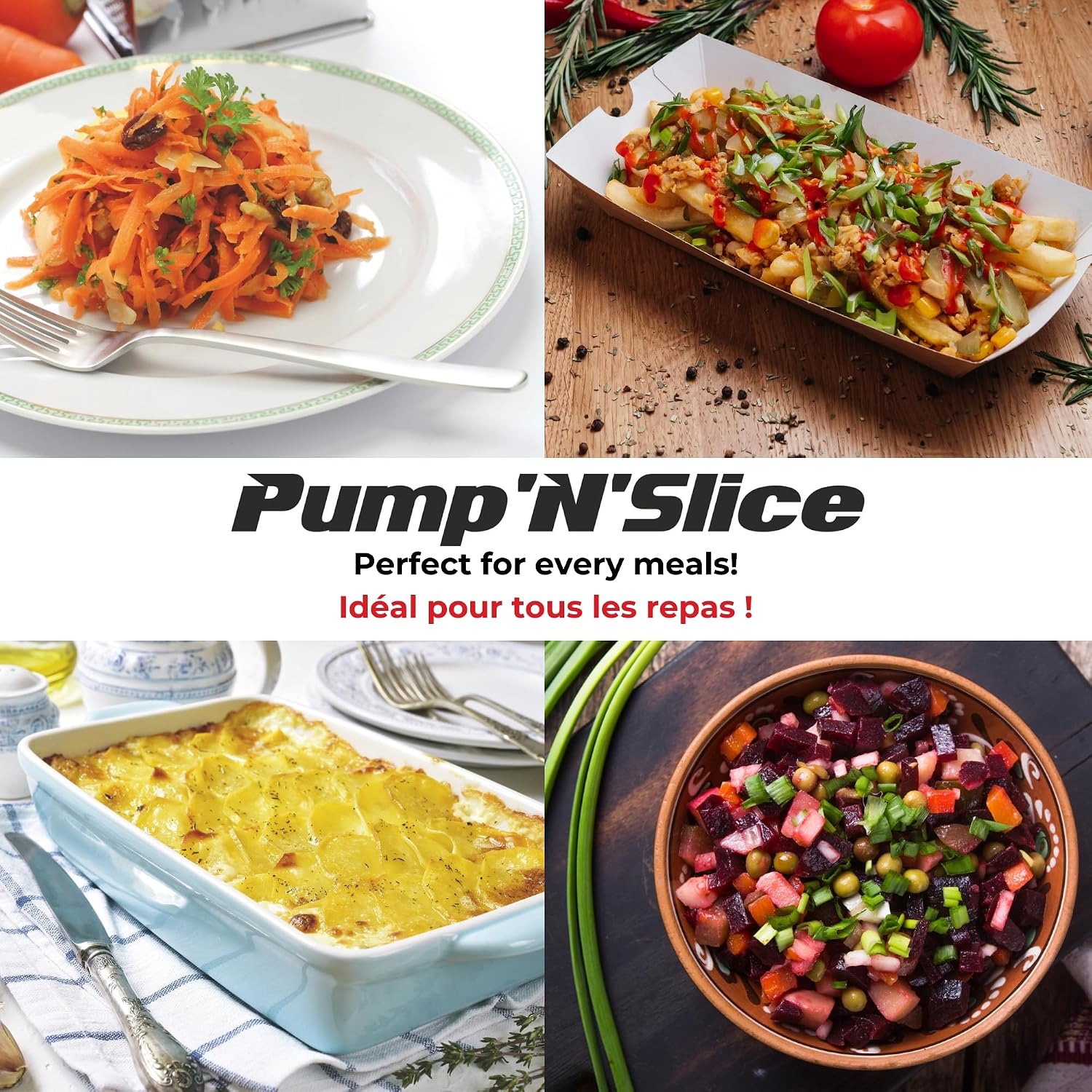 Starfrit Pump'n'Slice Vertical Mandoline, Food Slicer & Chopper, Safe