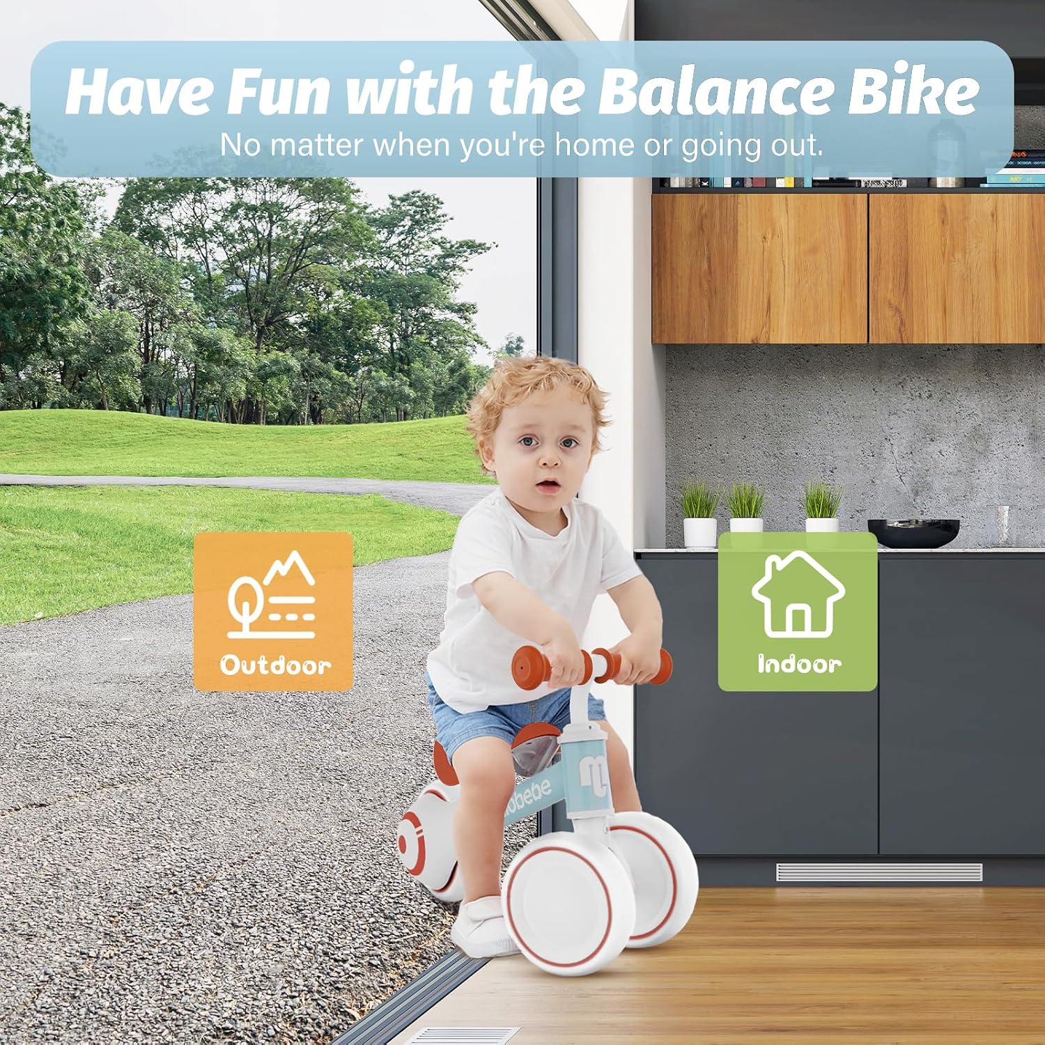 Baby Balance Bike, Cute Toddler Bikes 12-36 Months Gifts for 1 Year Old Girl Bike to Train Baby from Standing to Running with Adjustable Seat Silent & Soft 3 Wheels