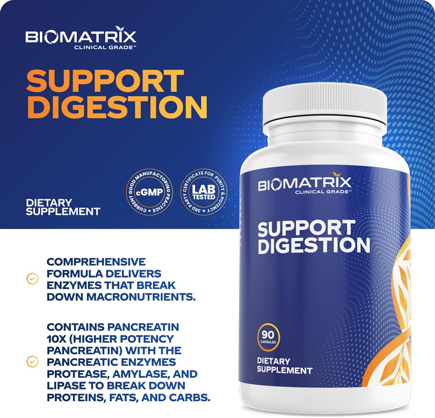 Digestive Enzymes Supplement (90 Capsules) Support Digestion - with Purified Bile, Pancreatin, Plant Enzymes, Ox Bile, Betaine HCL