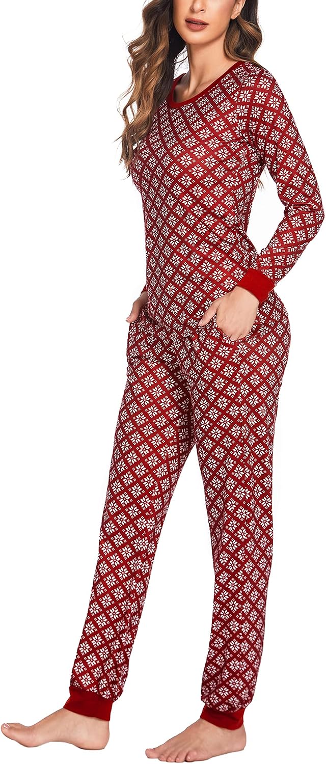 Ekouaer Womens Pajamas Sets Long Sleeve Tops with Jogger Pants