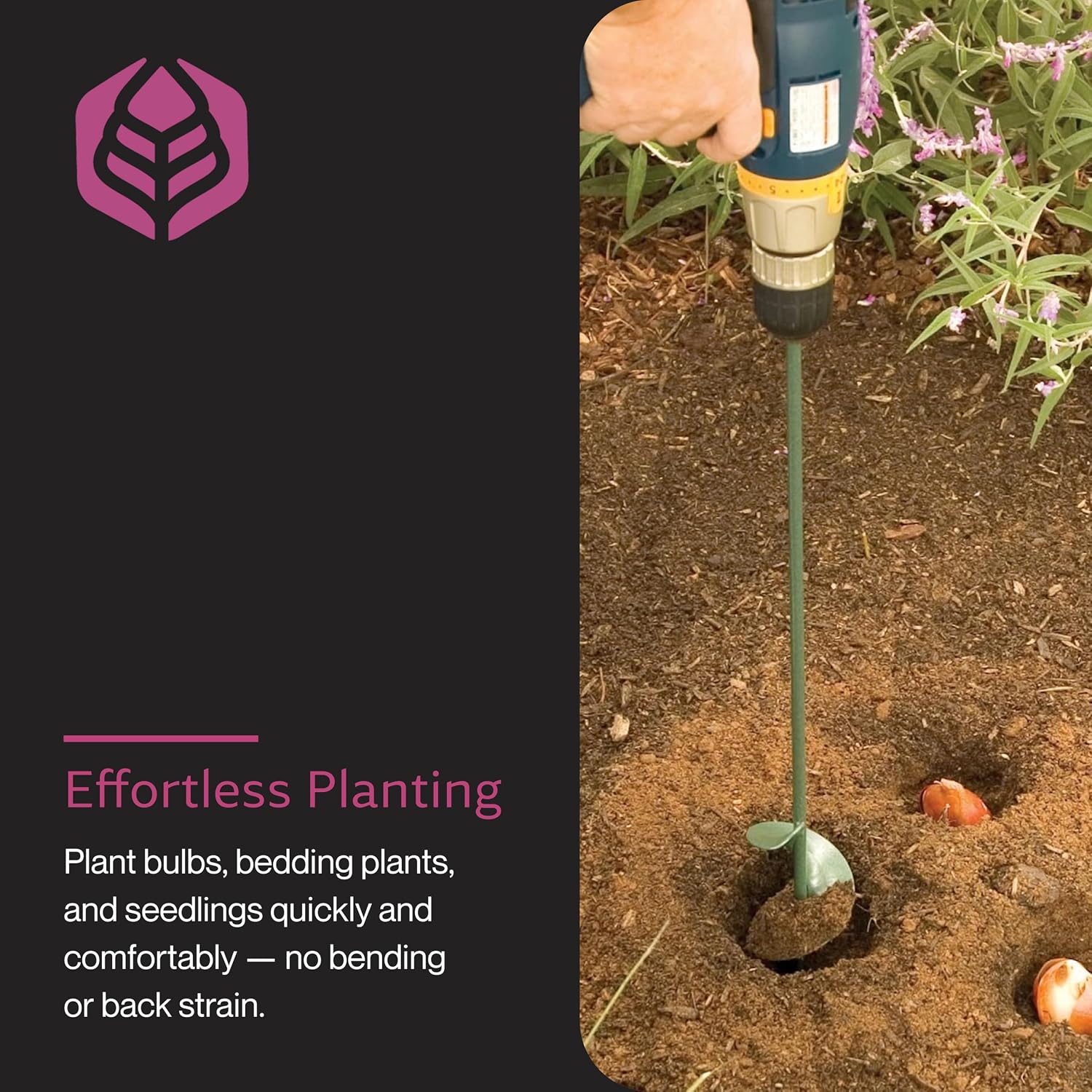 Yard Butler IREA-4 Roto Earth 18” Auger Drill Bit - Digging Tool for Effortless Bulb Planting - Multi-Use Drill - Heavy-Duty Garden Tool - Power-Coated Steel - Rust-Resistant | Powder-Coated Steel Digging Tool, Rust-Resistant, Digs Medium-Depth Holes for…