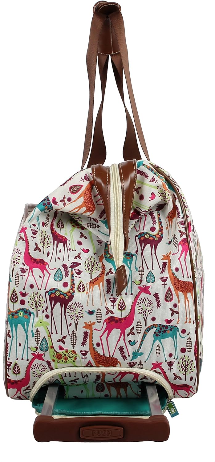 Lily Bloom Pattern 22 Inch Duffel Bag with 2-Rolling Wheels, Weekender Overnight Travel Lightweight Carry-On Suitcase For Women