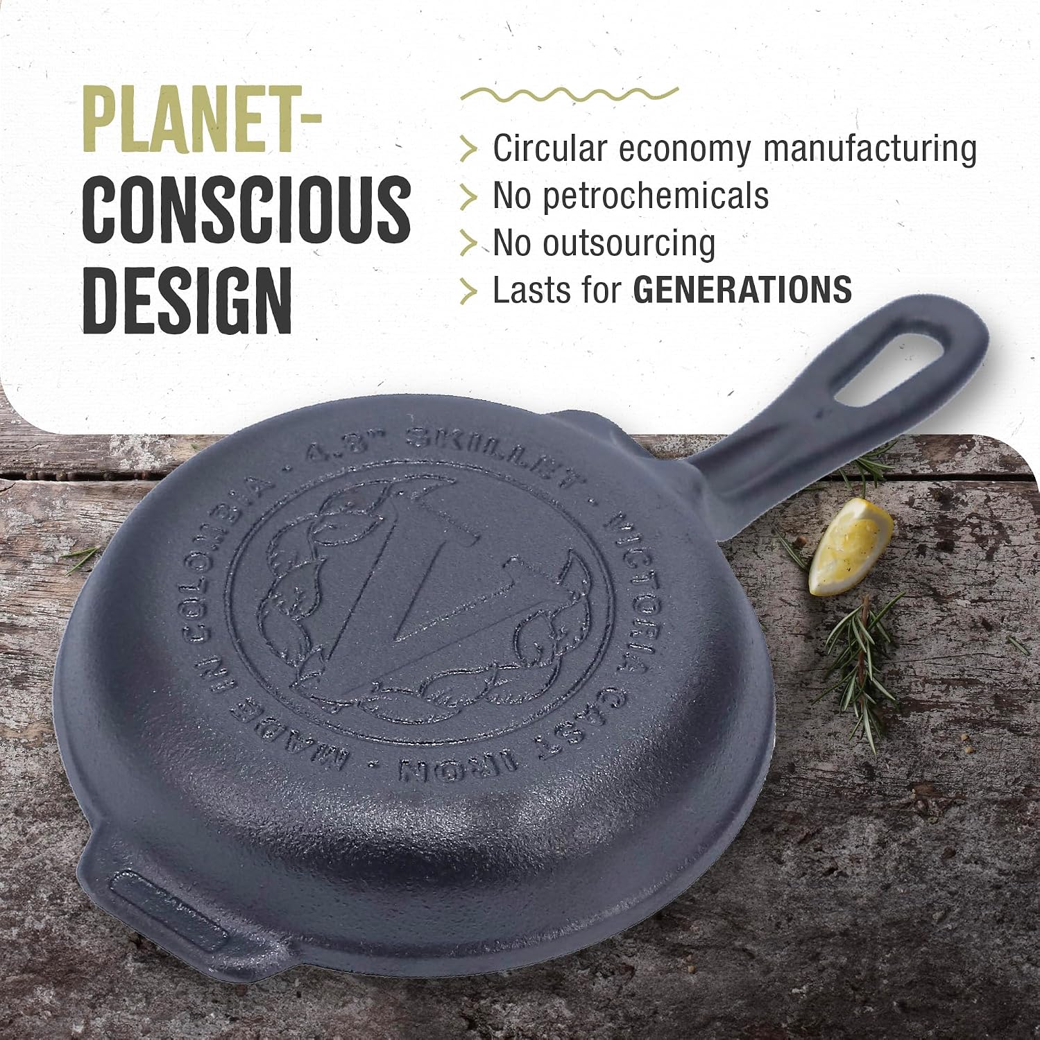 Victoria 10-Inch Cast Iron Skillet, Pre-Seasoned Cast-Iron Frying Pan with Long Handle, Made in Colombia | Pan with Long Handle, Made in Colombia