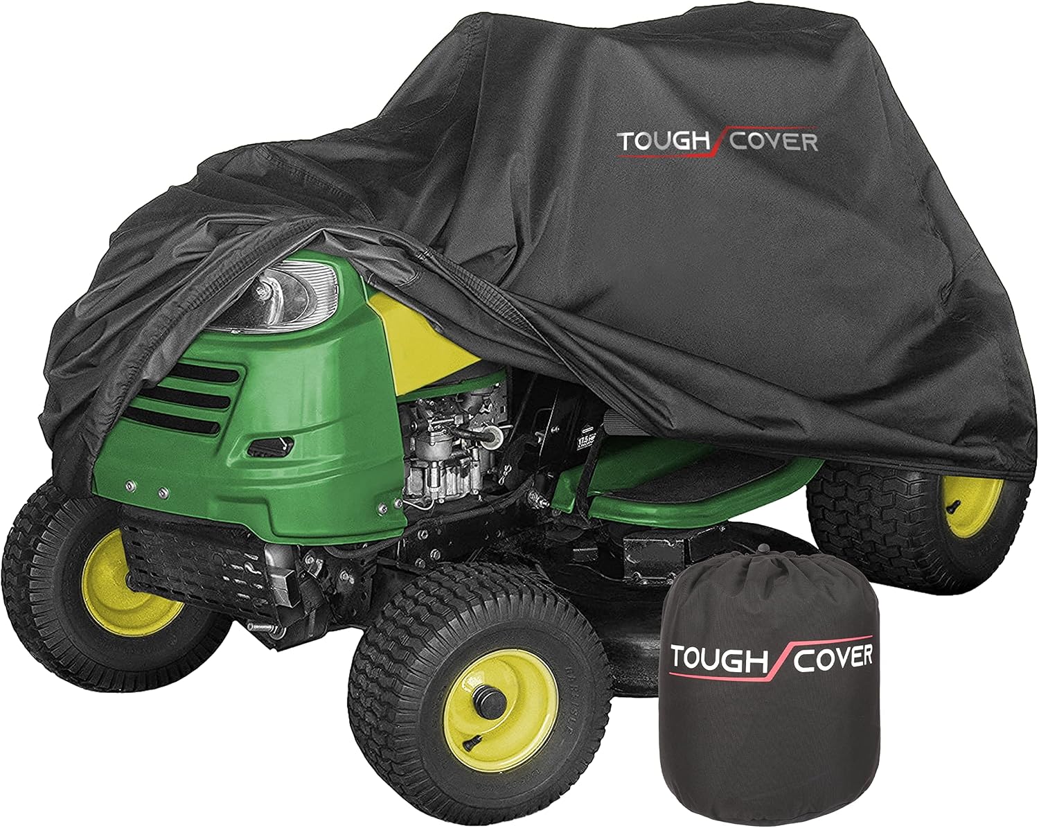 600D Riding Lawn Mower Cover - Up to 54 in Deck, Black - Waterproof Protection for Zero Turn Mower - UV & Dust Shield for Lawn Tractor - Compact Storage for Tractor Accessories