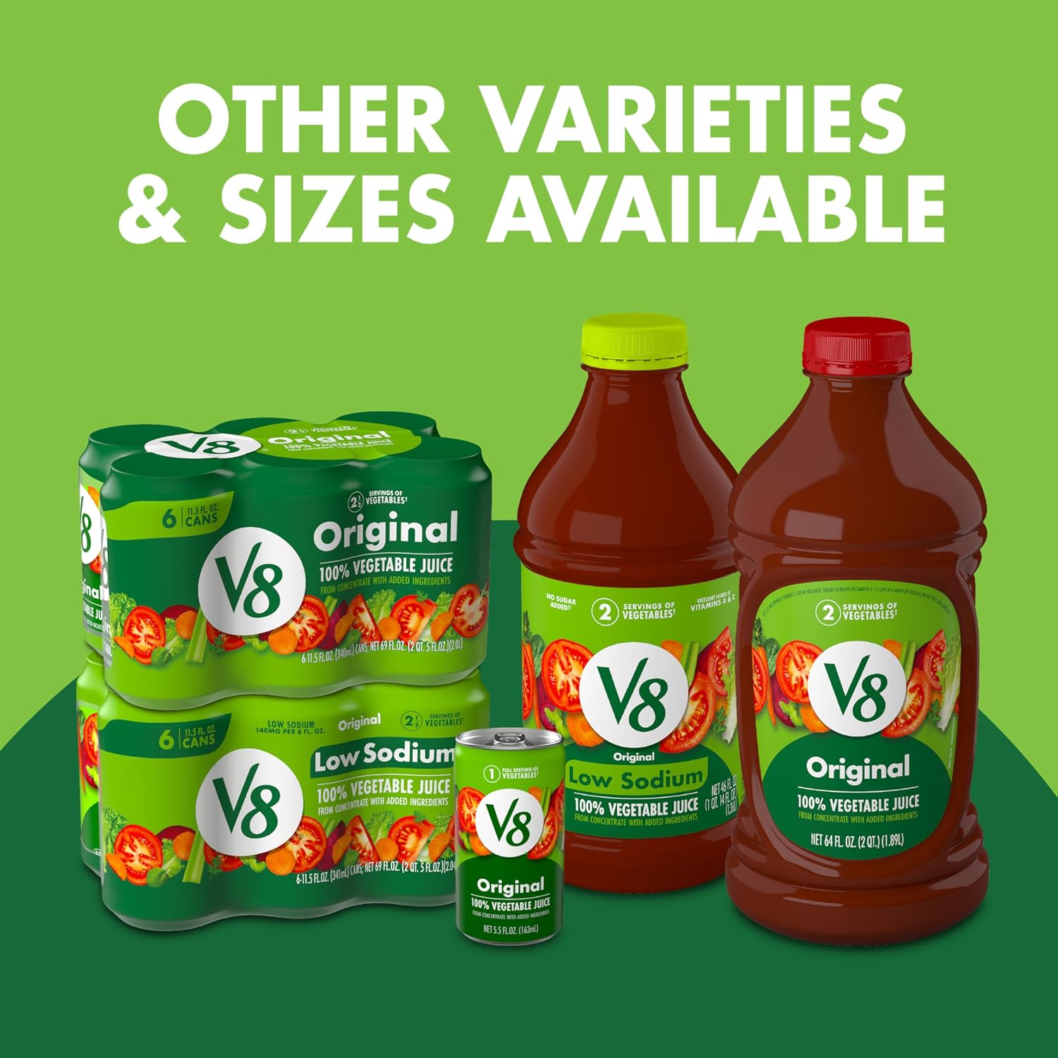 V8 Low Sodium Original 100% Vegetable Juice, 11.5 fl oz Can (24 Pack)