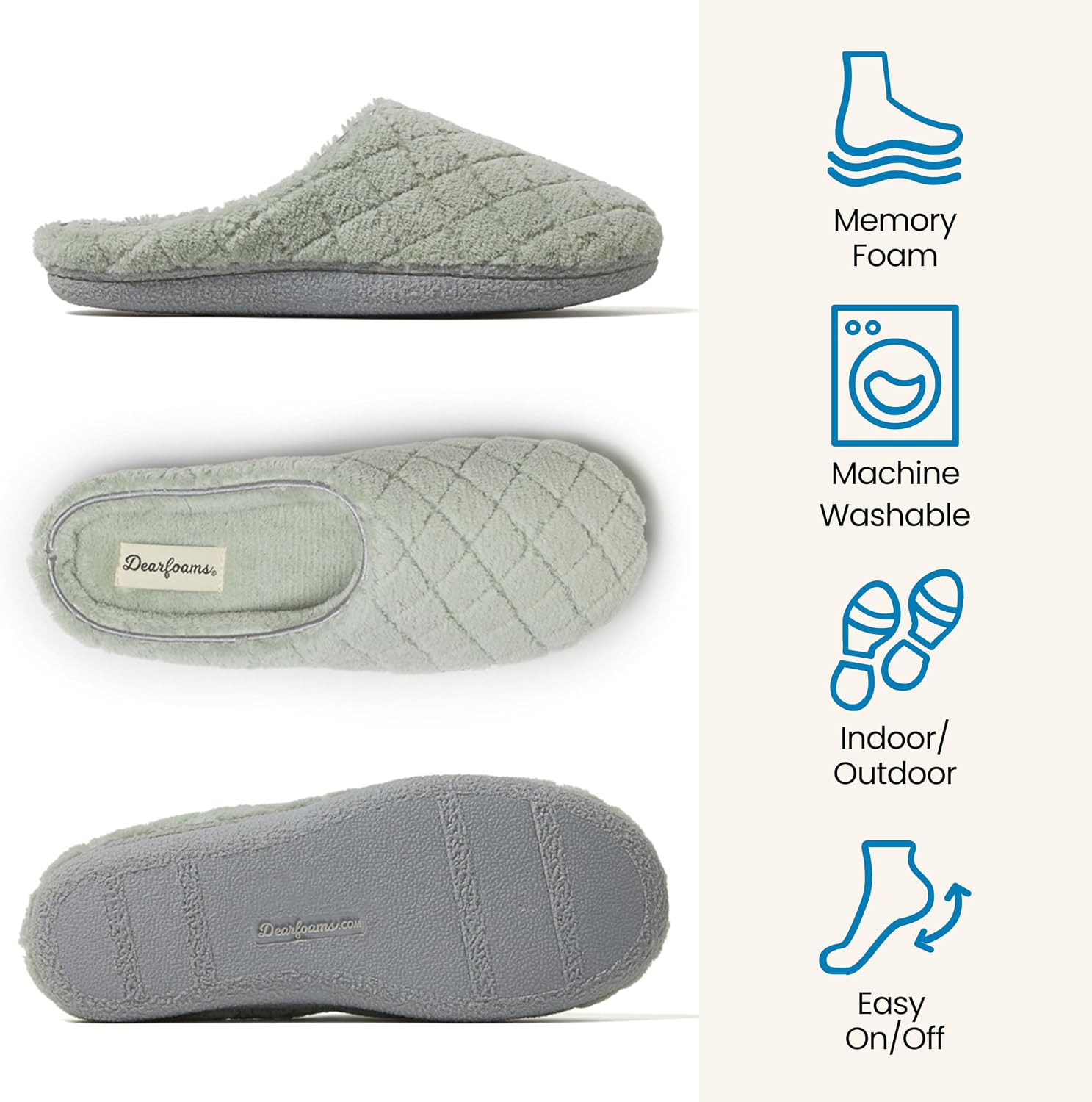 Leslie Terry Clog House Shoes with Memory Foam, Indoor Slippers with Wide Widths