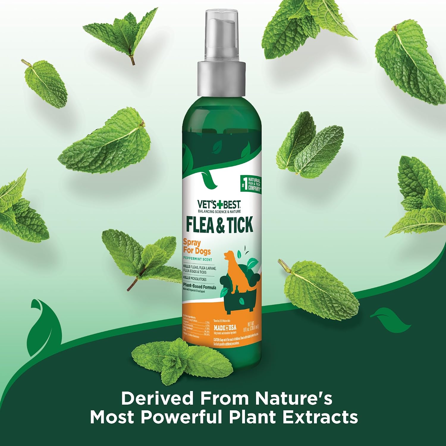 Vet's Best Flea & Tick, Mosquito, Yard & Kennel Spray for Dogs, 32 oz | Plant-Based Yard Treatment, Kills Fleas, Ticks & Mosquitoes, Ready-to-Use Hose Attachment, Safe for Plants, Made in USA