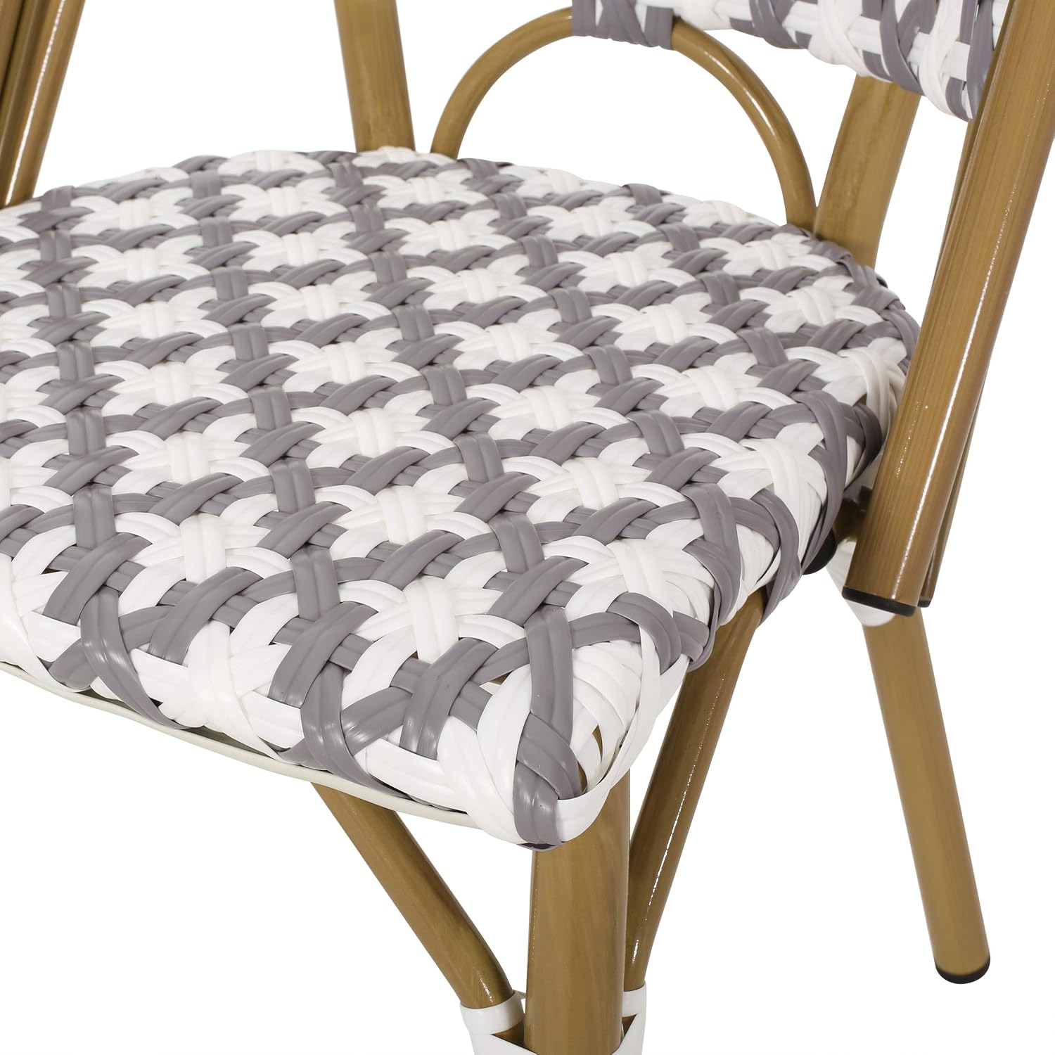 Christopher Knight Home Anastasia Outdoor French Bistro Chair (Set of 2), Black + White + Bamboo Print Finish