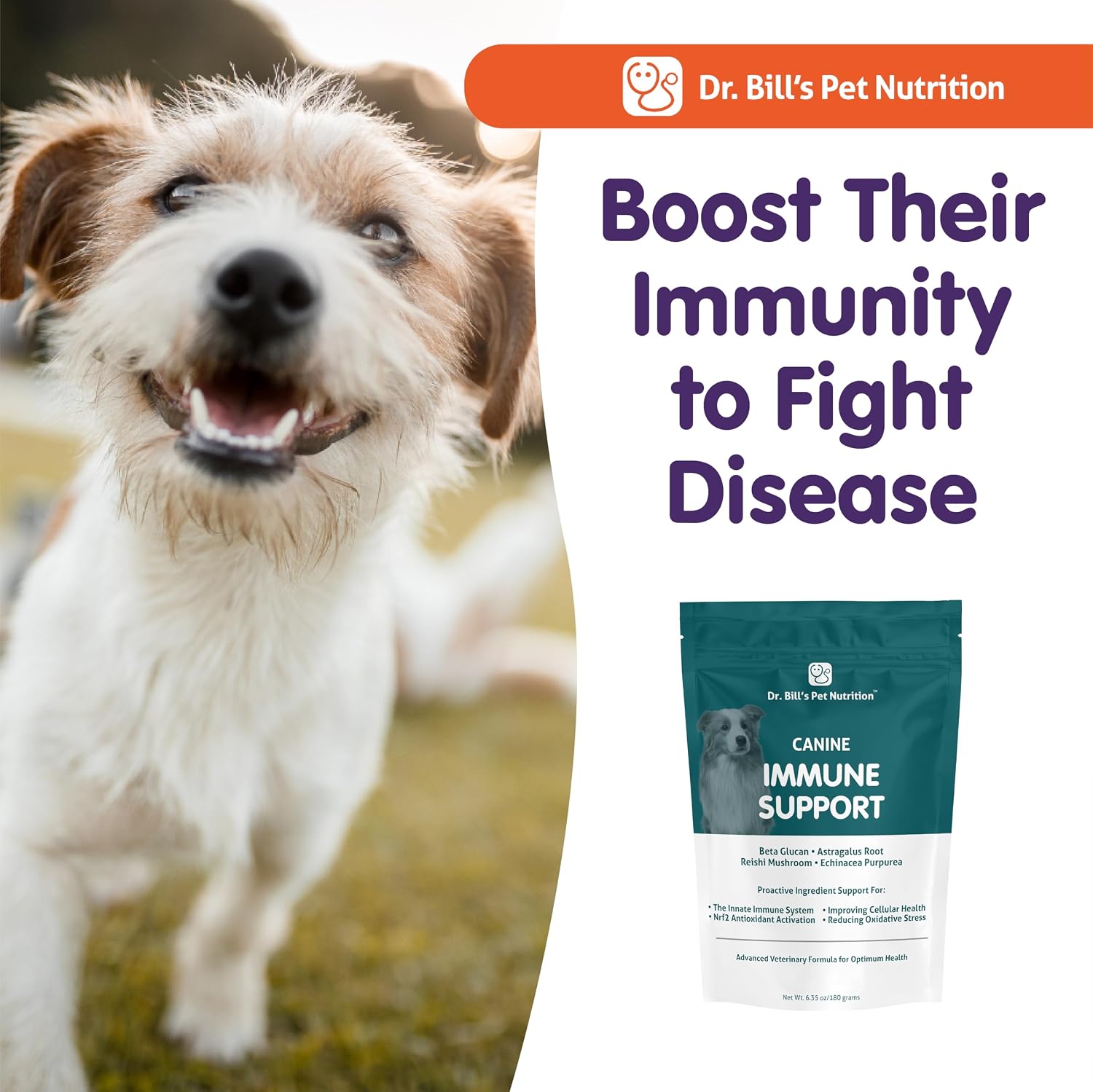 Dr. Bill’s Canine Immune Support | Boosts Dog Immunity and Health with Colostrum, Beta Glucan, Turkey Tail Mushroom