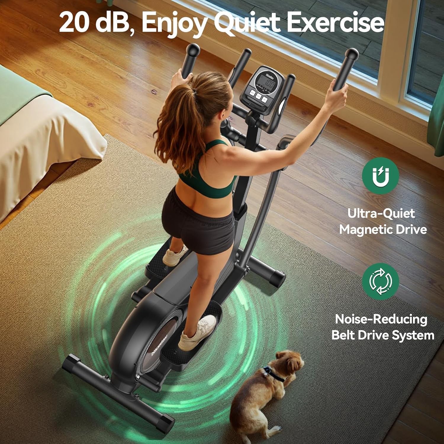 Niceday Elliptical Exercise Machine with 15.5/18/19IN Long Stride | Compact Elliptical Machine for Home Use, 16 Resistance Levels; 400LBS Stable Loading Capacity; Kinomap APP Support