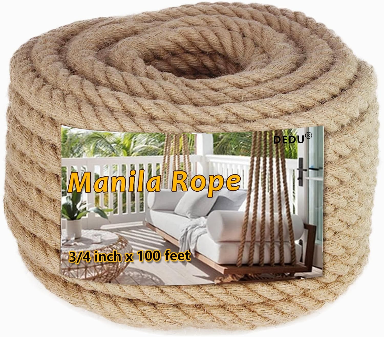 1" X 100' Treated Manila Rope Boat Docks Tree Farm Dock Deck
