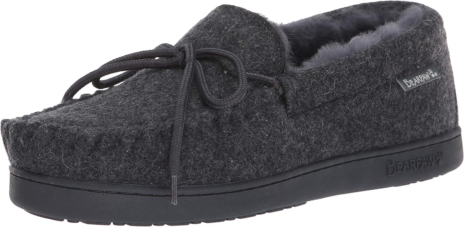 BEARPAW Moc II 2 - Men's Sheepskin Slipper - 1295M | Comfortable & Lightweight Men's Shoe, Medium Fit, Multiple Colors