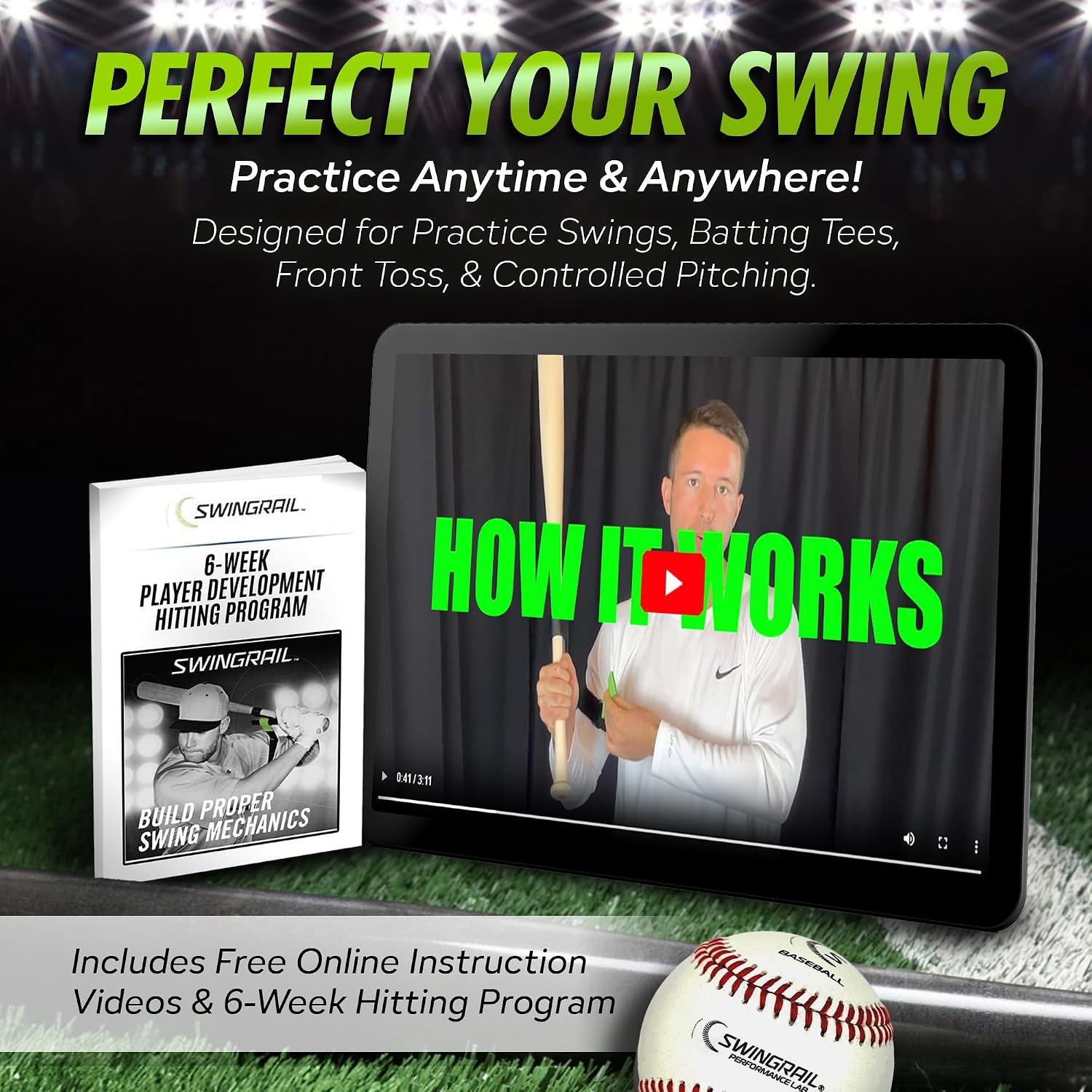 Baseball/Softball Hitting Trainer – Swing Trainer Aid for Batting & Hitting Practice – Baseball Training Equipment to Improve Bat Speed