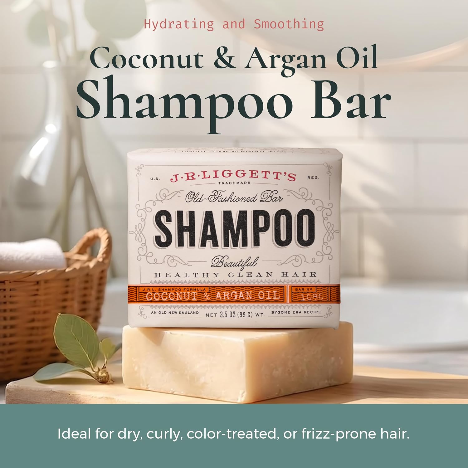 J.R.LIGGETT'S Moisturizing Formula Shampoo Bar Restores Softness 3.5 oz | All-Natural Solid Shampoo Bar Hair Cleanser with Coconut Oil and Aloe Vera, Fragrance-Free, Sulfate-Free