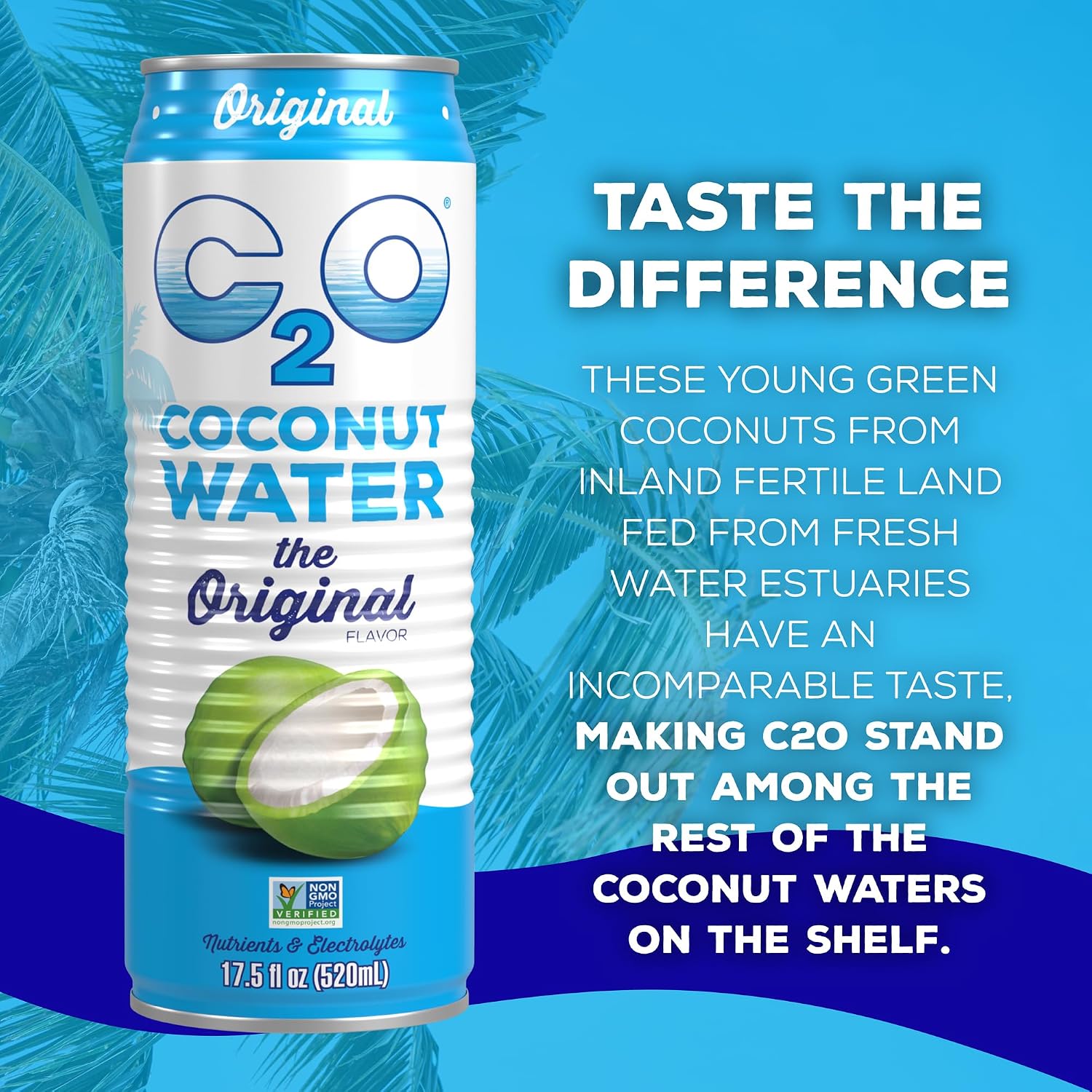 C2O - Coconut Water with Pineapple (12 Pack) - Made with Fresh Coconut Water - Plant Based - Non GMO - Canned Water - Natural Hydration, Essential Electrolytes, & Potassium - 12 Cans, 17.5 FL OZ
