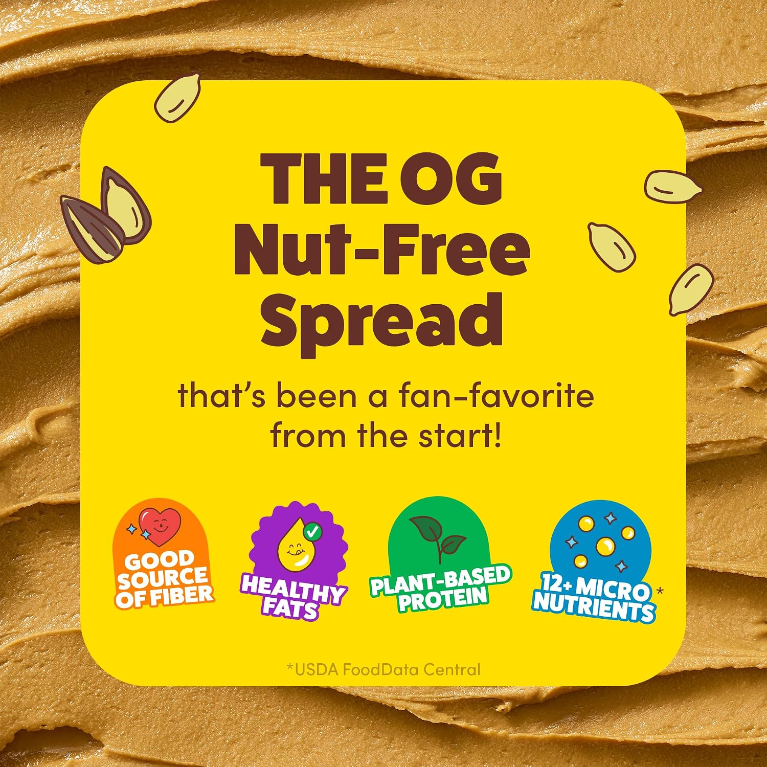SunButter Original Sunflower Seed Butter, 16 oz Nut-Free Spread with 7g Plant-Based Protein, Roasted Rich & Savory Flavor, Smooth Texture | Vegan, Kosher & Non-GMO