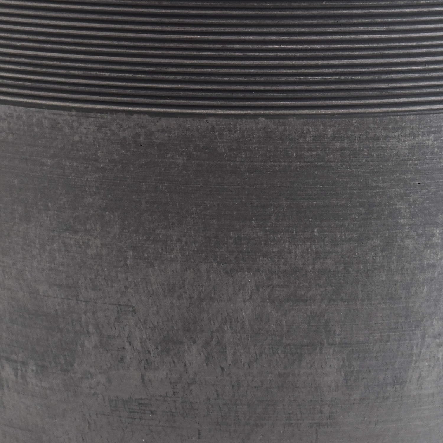 PSW Pot Collection 12-inch Plastic/Stone/Wood Composite Large Ribbed Planter – No Drainage Hole (Drillable), Indoor/Outer Garden Pot for Foliage