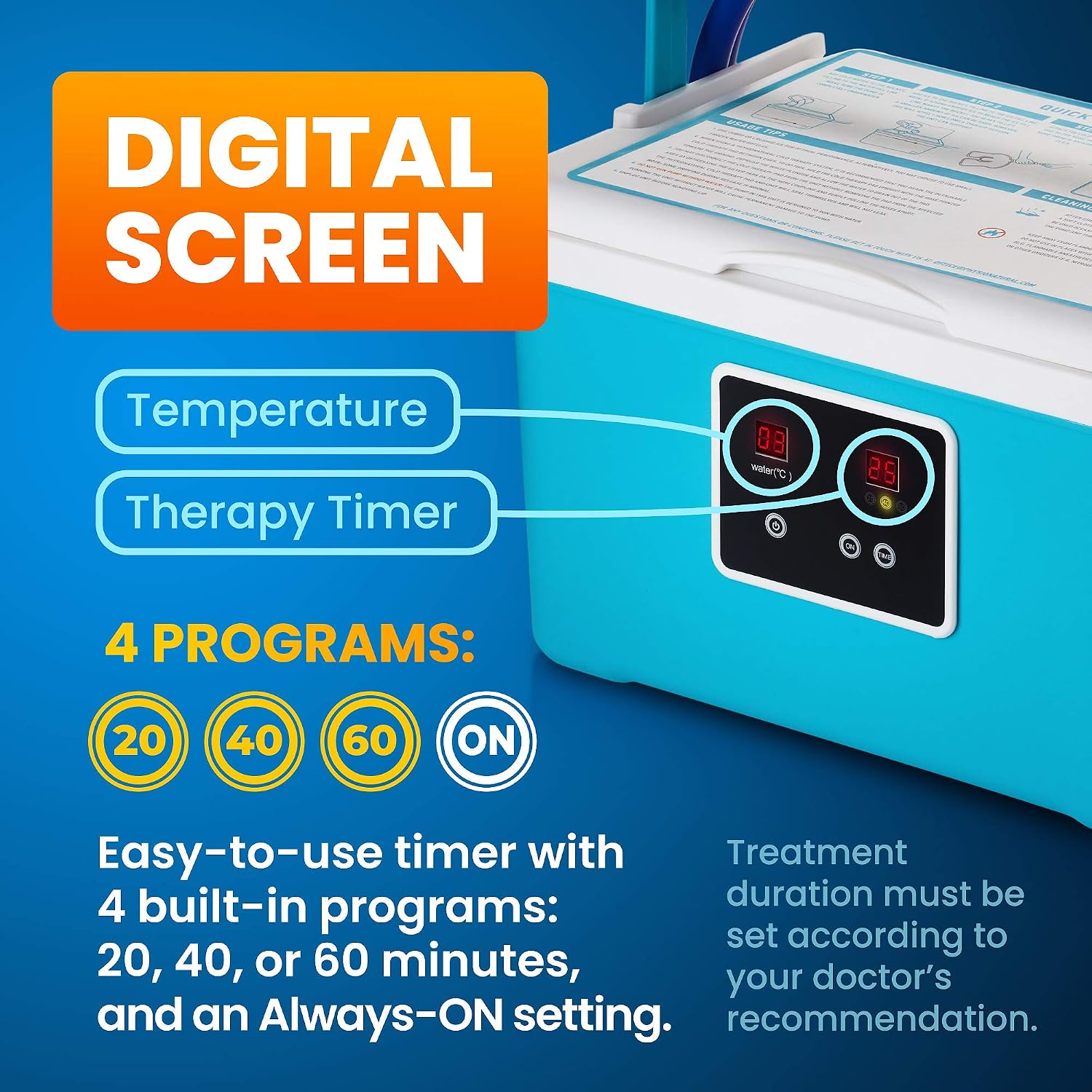 PhysioNatural Cold Therapy Ice Machine for Knee Surgery Recovery – Programmable Continuous Cryotherapy System with Adjustable Knee Pad for Post-Op