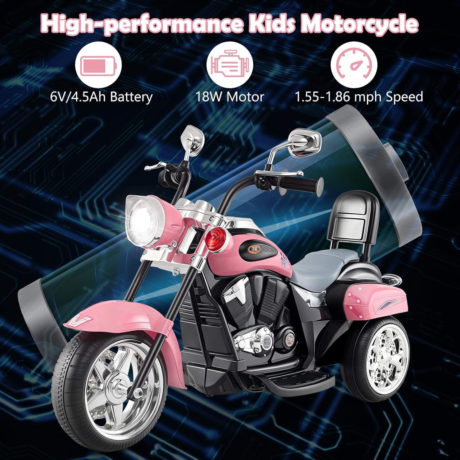 Costzon 6V Ride on Chopper Kids Motorcycle with Horn, Headlight (Red)
