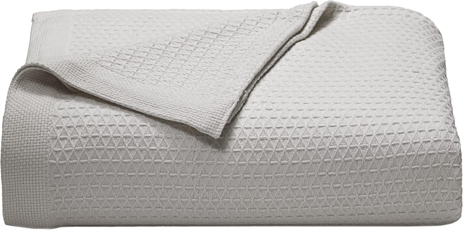 Nautica - Queen Blanket, Diamond Weave Cotton Bedding, Medium-Weight for All Seasons, Oeko-Tex Certified (Baird Navy)