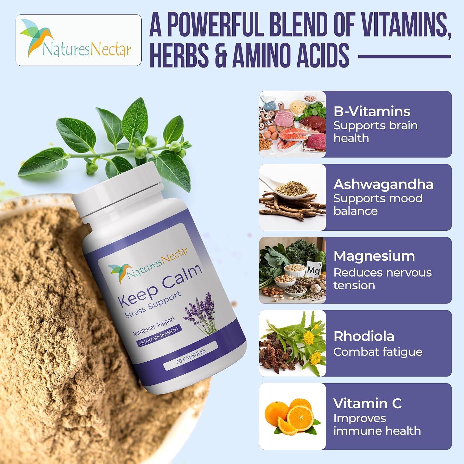 Nature's Nectar Supplements – Keep Calm Capsules with Ashwagandha