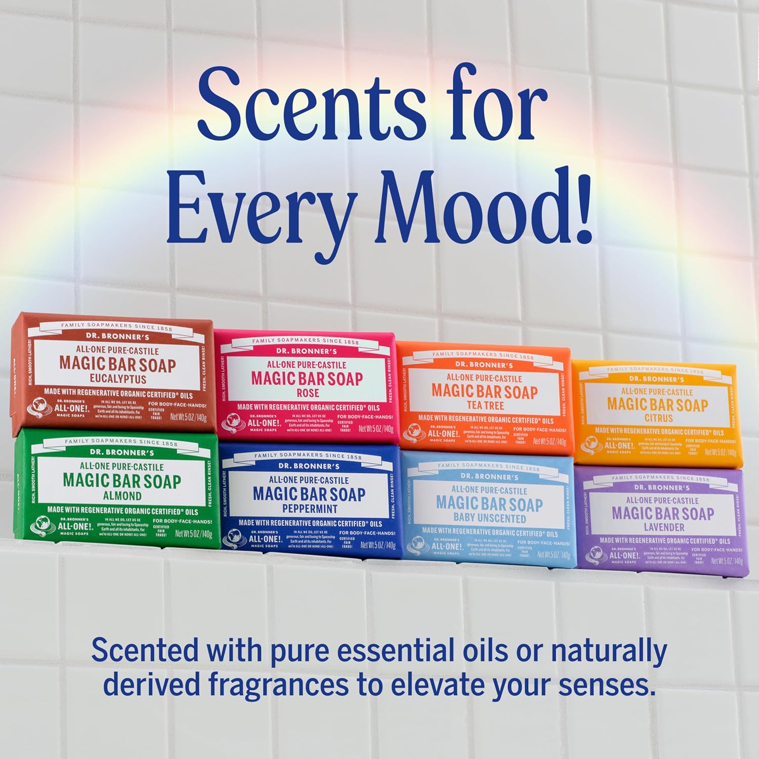 Dr. Bronner's Pure-Castile Magic Soap Bar (Citrus, 5 oz, 6-Pack)- Bath Soap with Regenerative Organic Certified Oils - For Face, Body & Hair - Gentle, Vegan - Bars for Men & Women