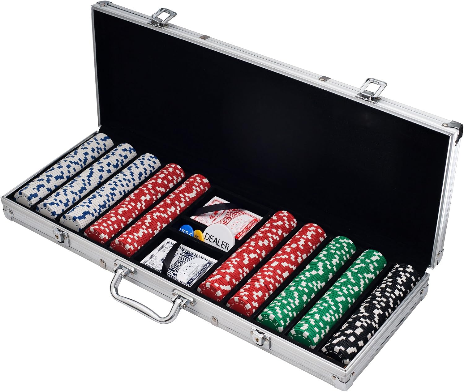 Poker Chip Set - 11.5g Poker Set with Cards, Buttons, Carrying Case, and 500 Chips for Texas Hold'em and Blackjack Games by Trademark Poker